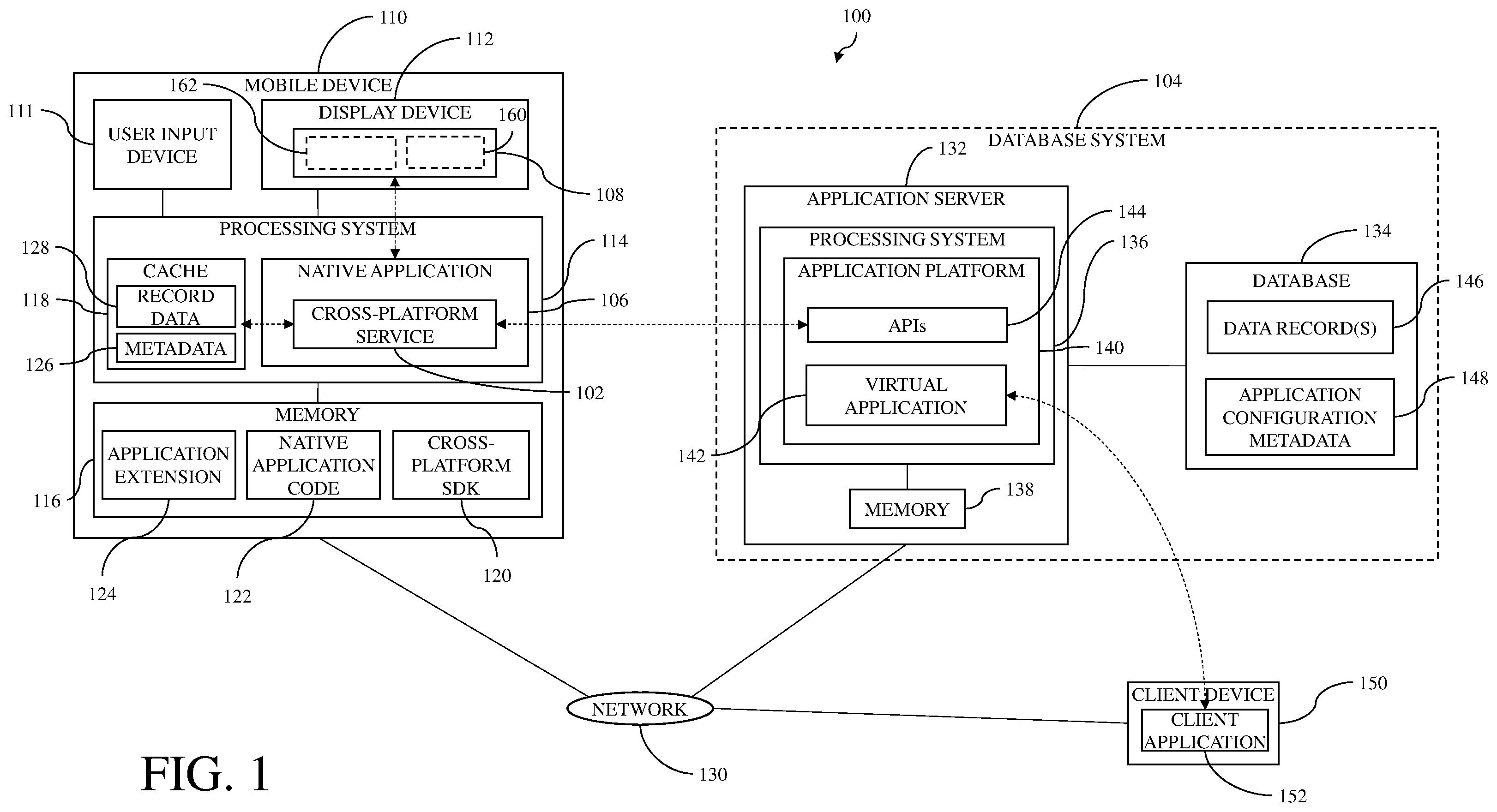 Patent US12353411 Figure 1 – Database systems and client-side query transformation methods