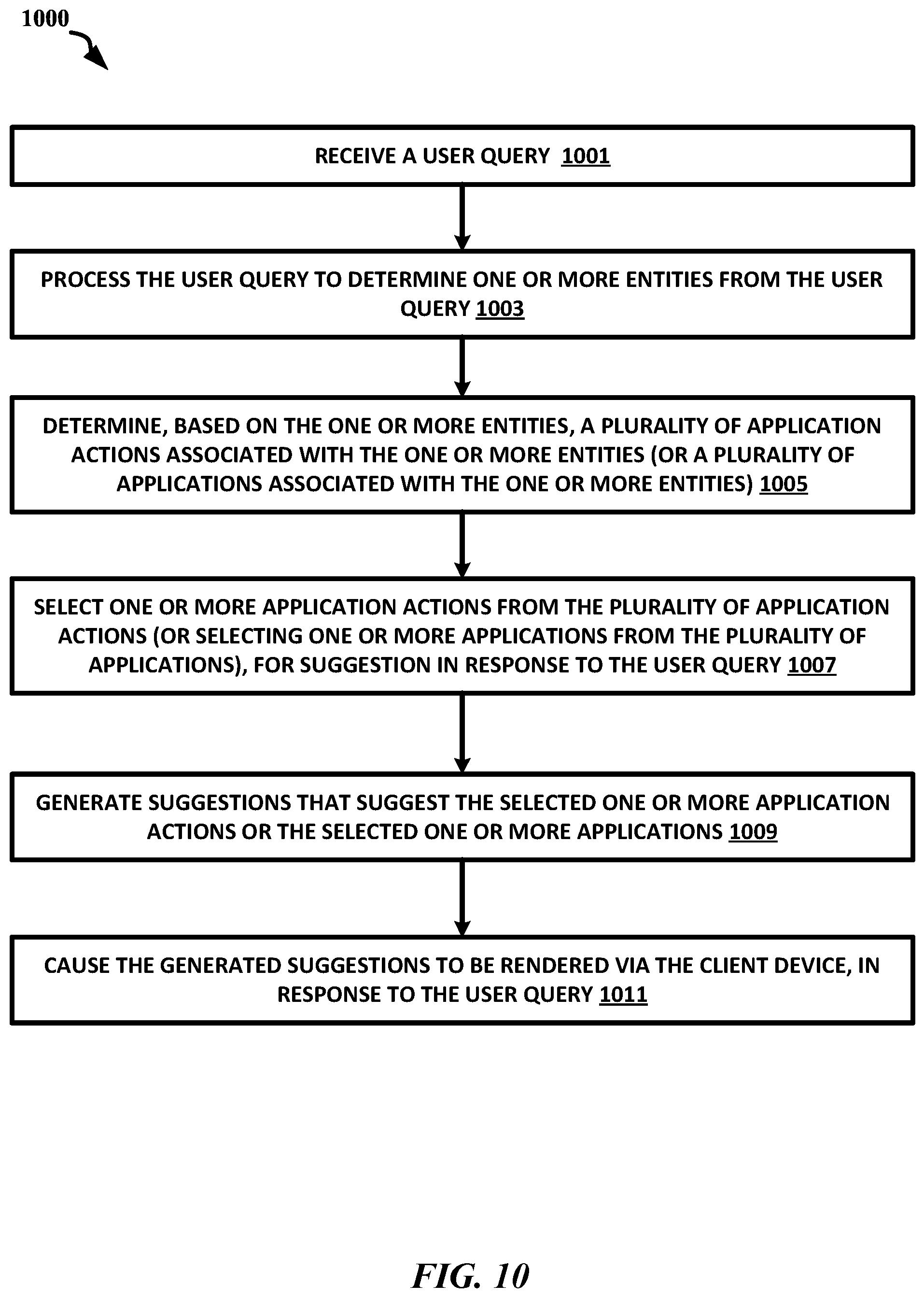 Patent US12353427 Figure 17 – Rendering suggestion for searching entity within application in response to determining the entity is associated with the application