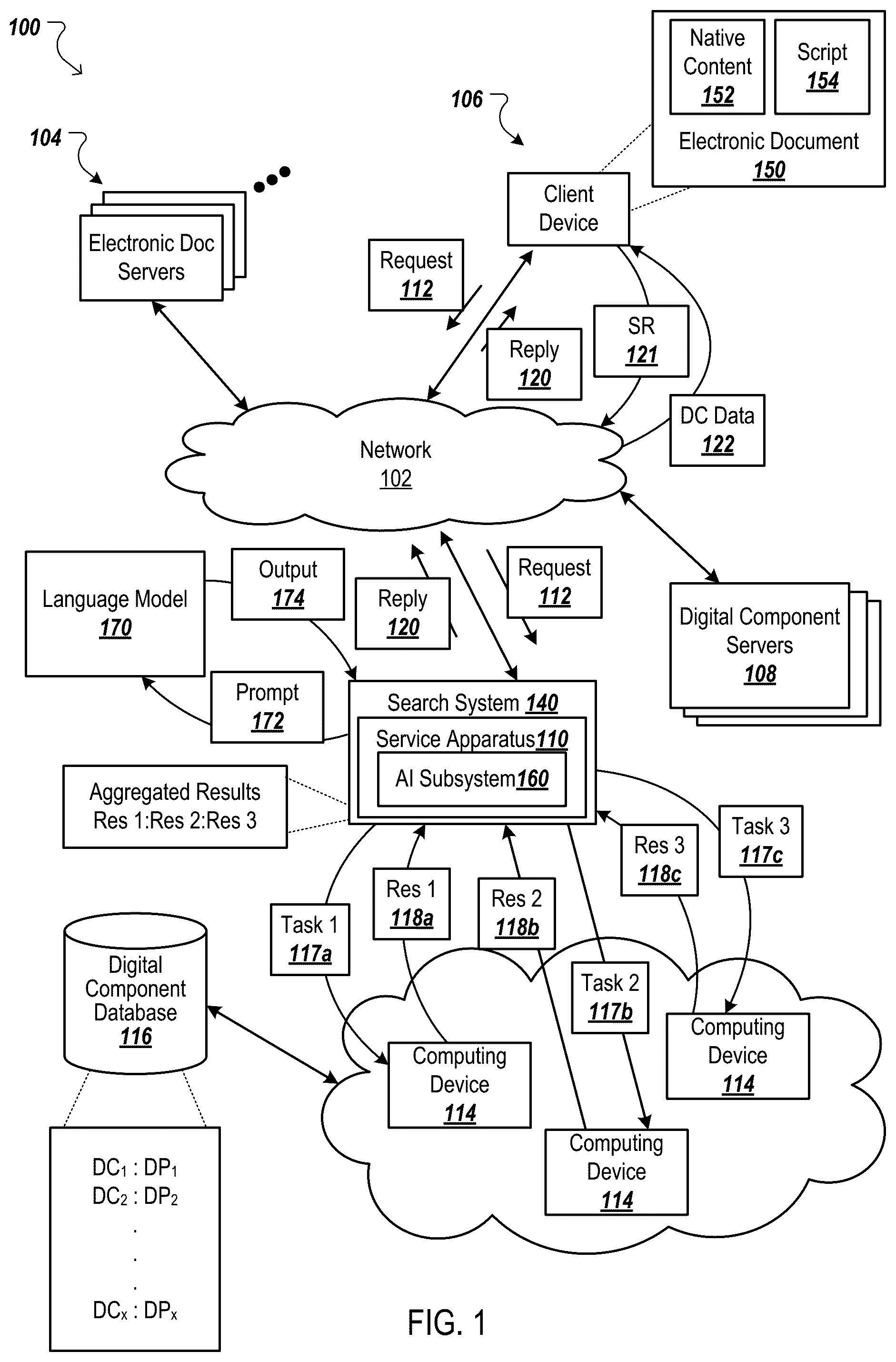 Patent US12353458 Figure 1 – Deep linking using generative artificial intelligence