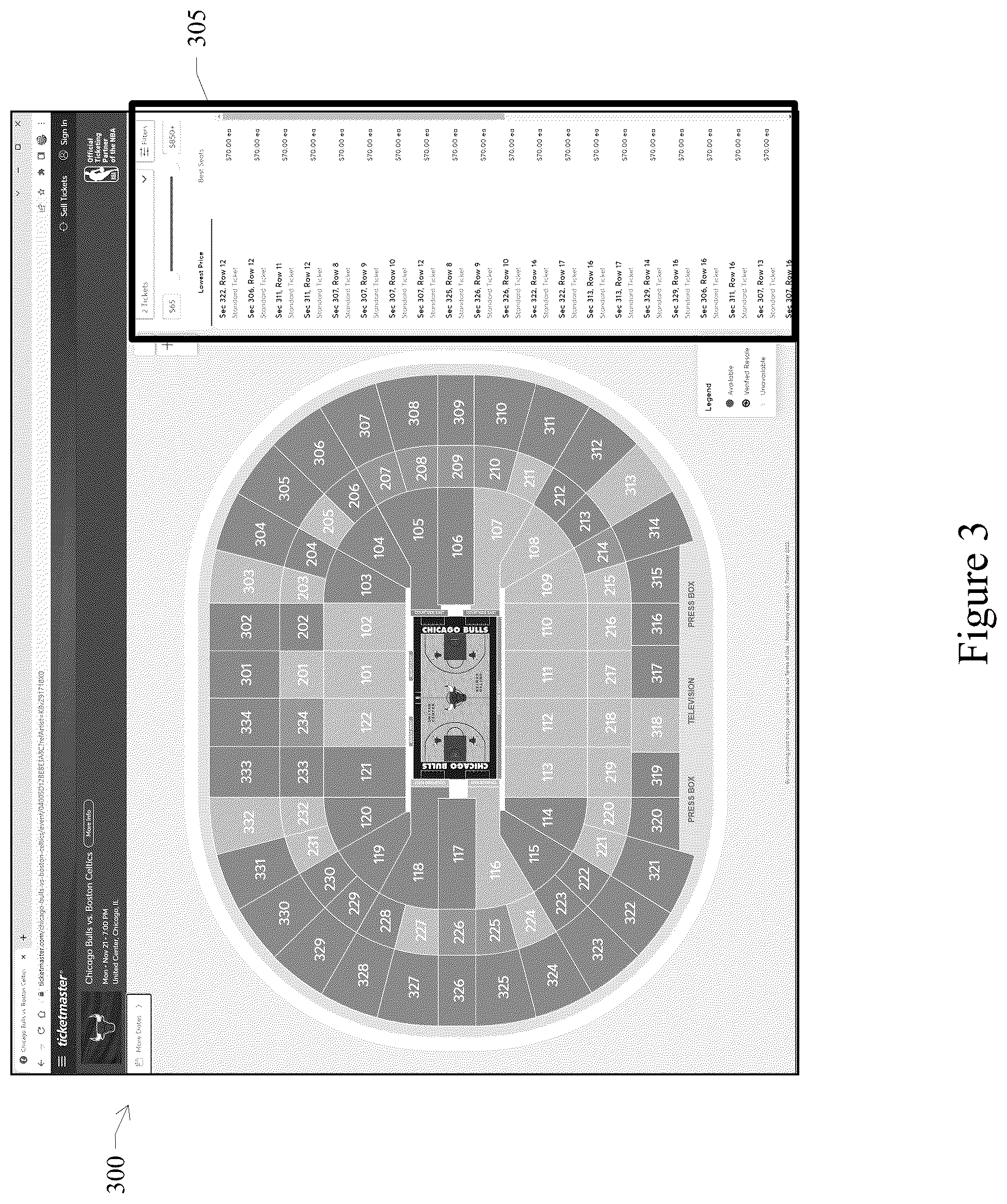 Patent US12353490 Figure 3 – Ticketing display based on historical ticket database