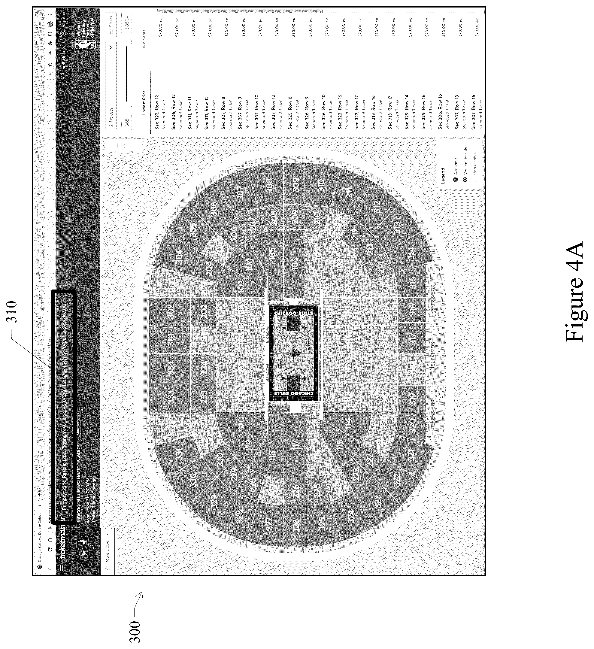 Patent US12353490 Figure 4 – Ticketing display based on historical ticket database