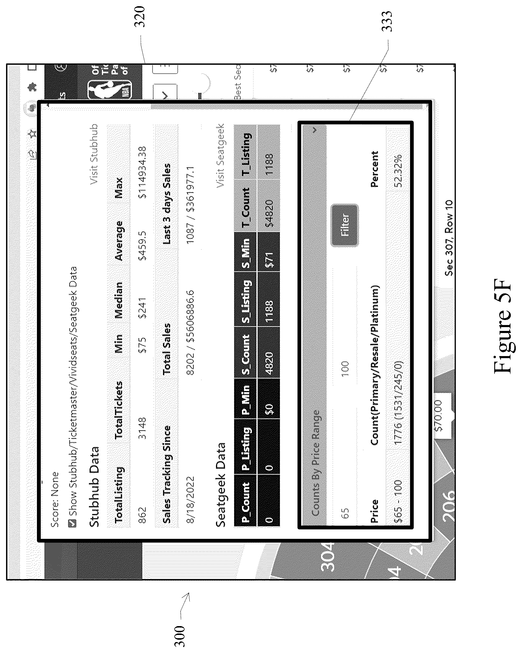 Patent US12353490 Figure 11 – Ticketing display based on historical ticket database
