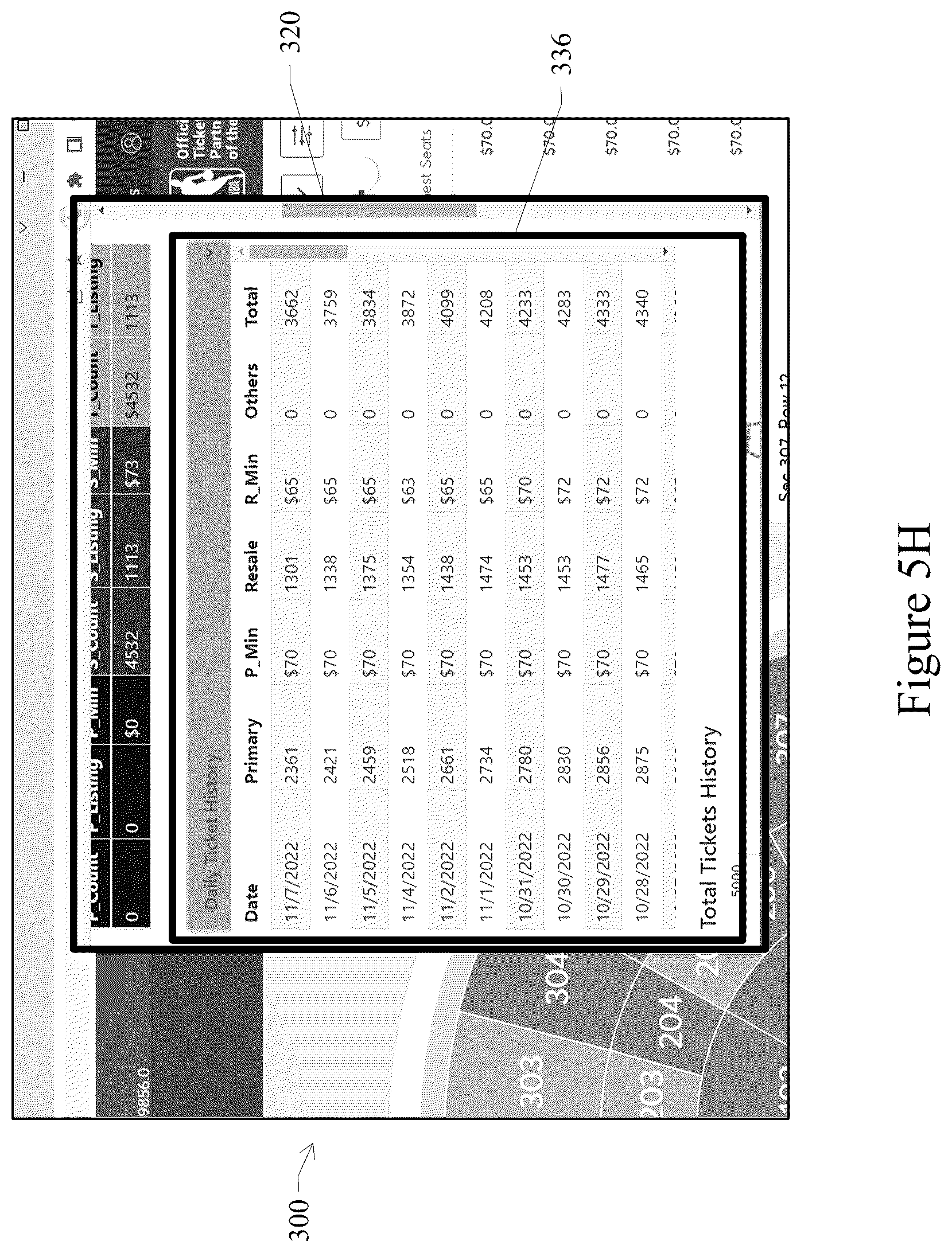 Patent US12353490 Figure 13 – Ticketing display based on historical ticket database