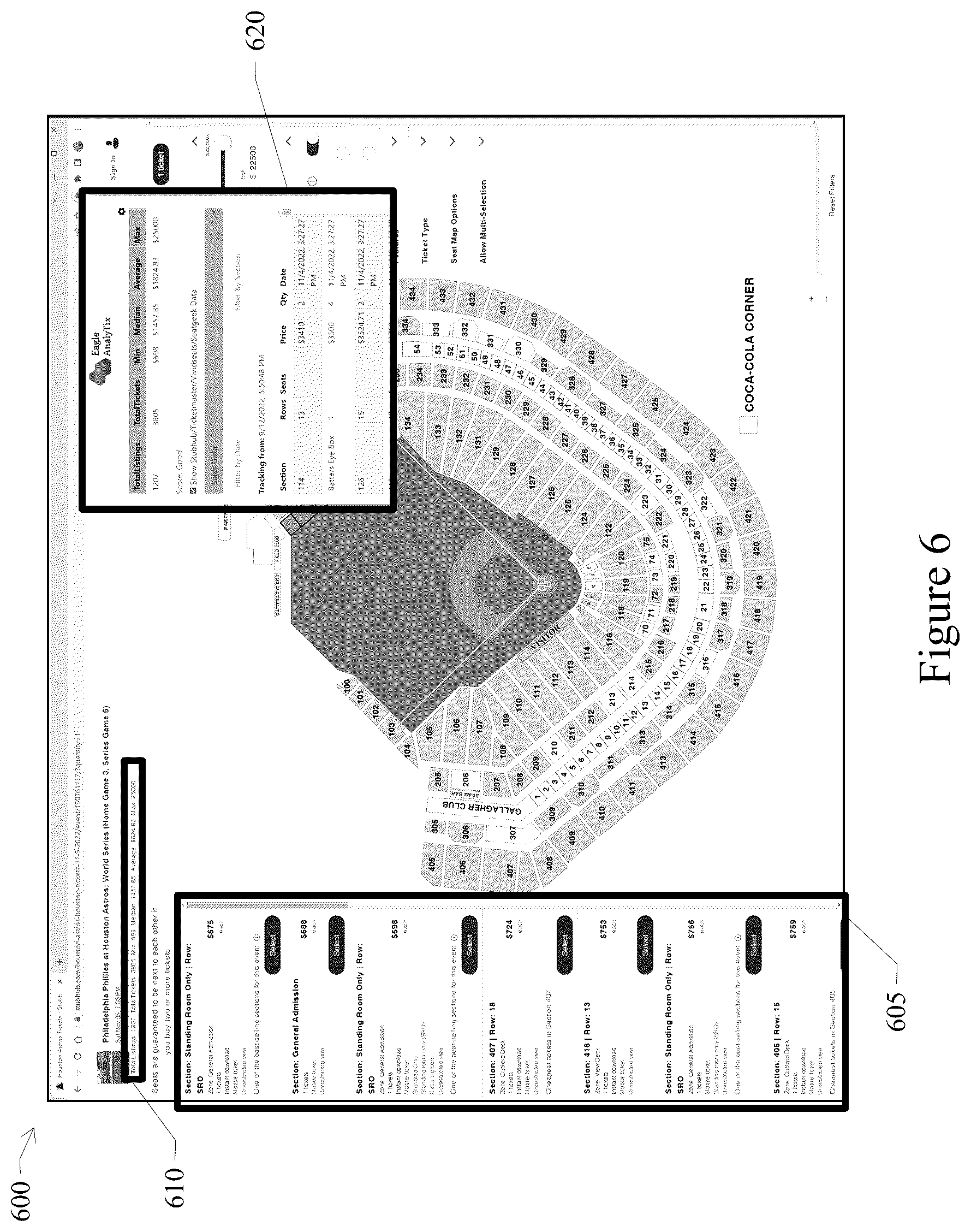 Patent US12353490 Figure 18 – Ticketing display based on historical ticket database
