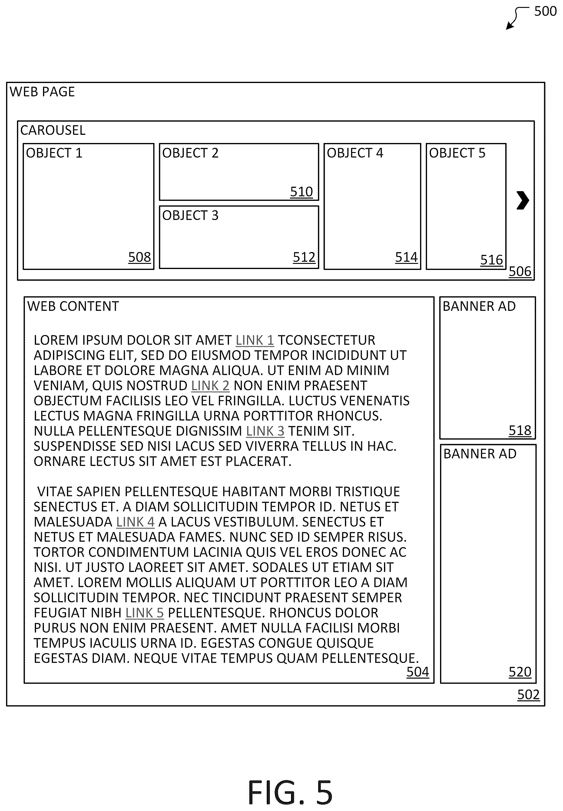 Patent US12353496 Figure 5 – Identifying contextual objects from web content