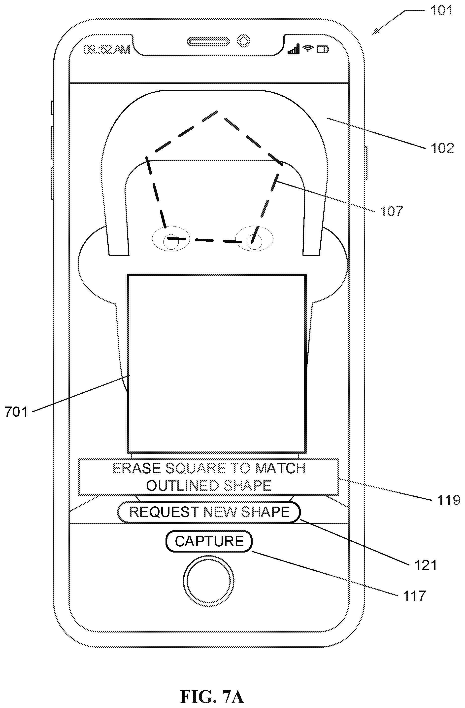 Patent US12353530 Figure 7 – Shape overlay for proof of liveness