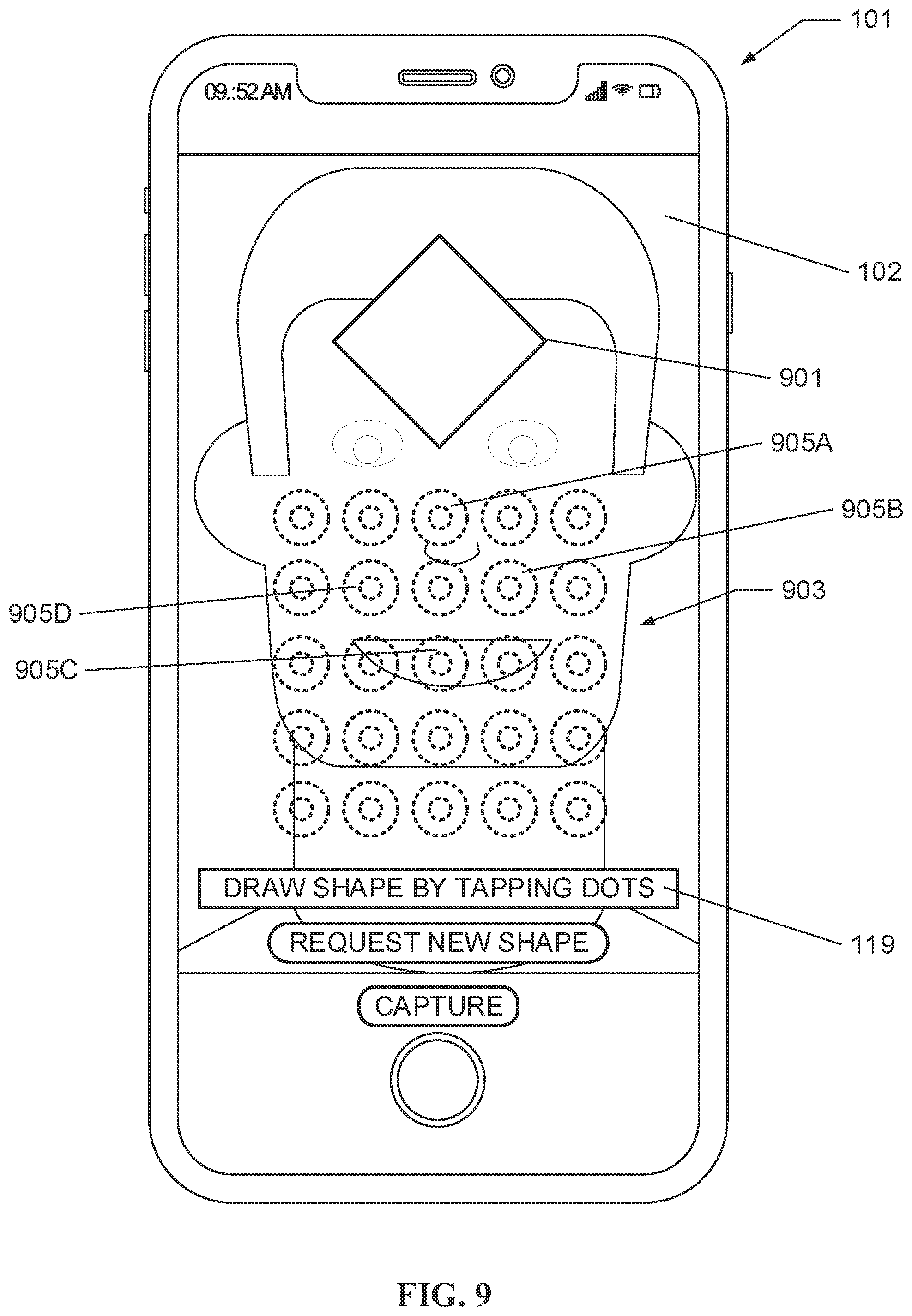 Patent US12353530 Figure 10 – Shape overlay for proof of liveness