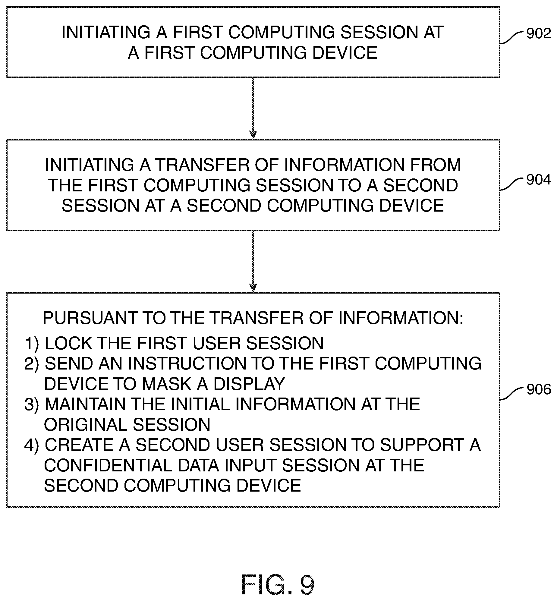 Patent US12353588 Figure 8 – Session transfer between pre-registered smart glasses and computer for maintaining a confidential data view