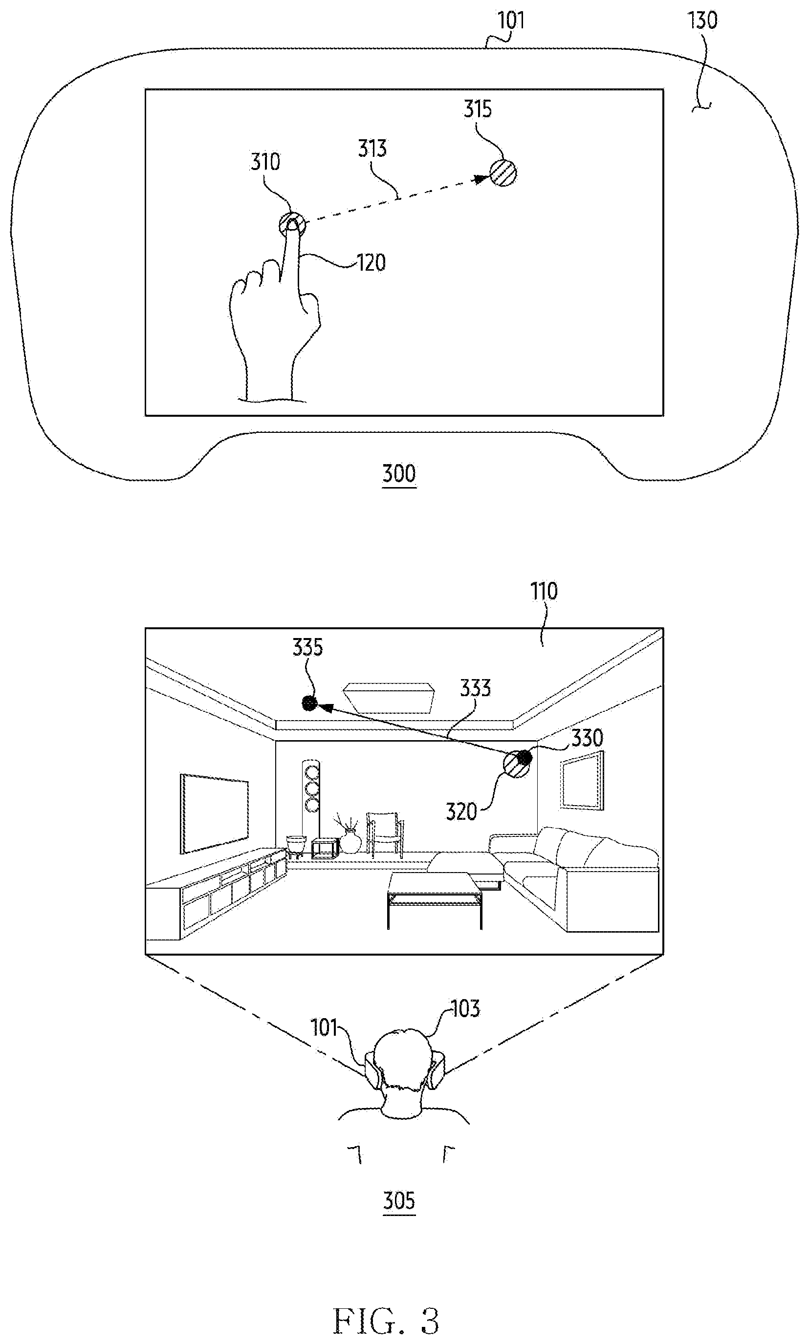Patent US12353627 Figure 3 – Head-wearable electronic, method, and non-transitory computer readable storage medium for executing function based on identification of contact point and gaze point