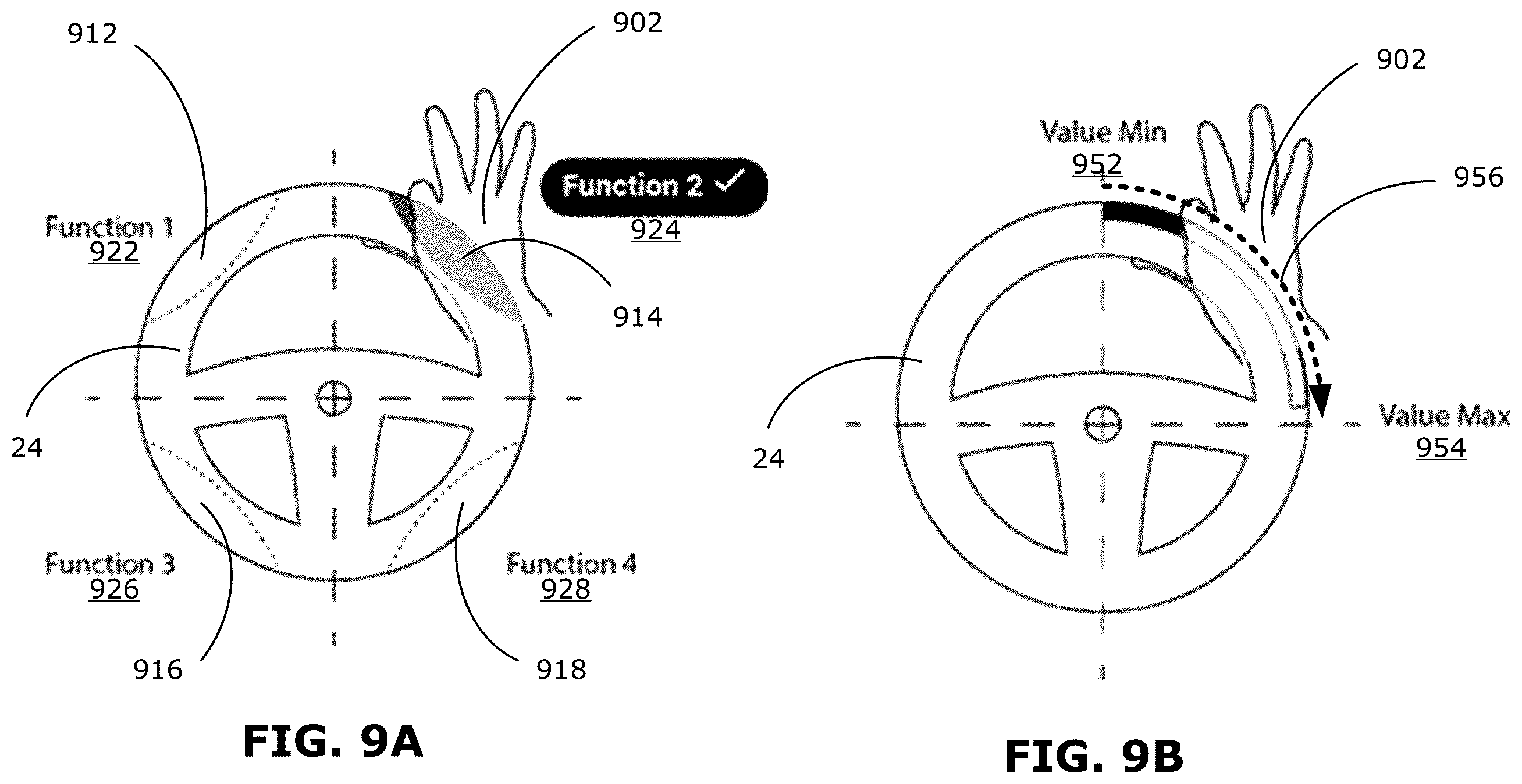 Patent US12353636 Figure 9 – Methods and devices for hand-on-wheel gesture interaction for controls