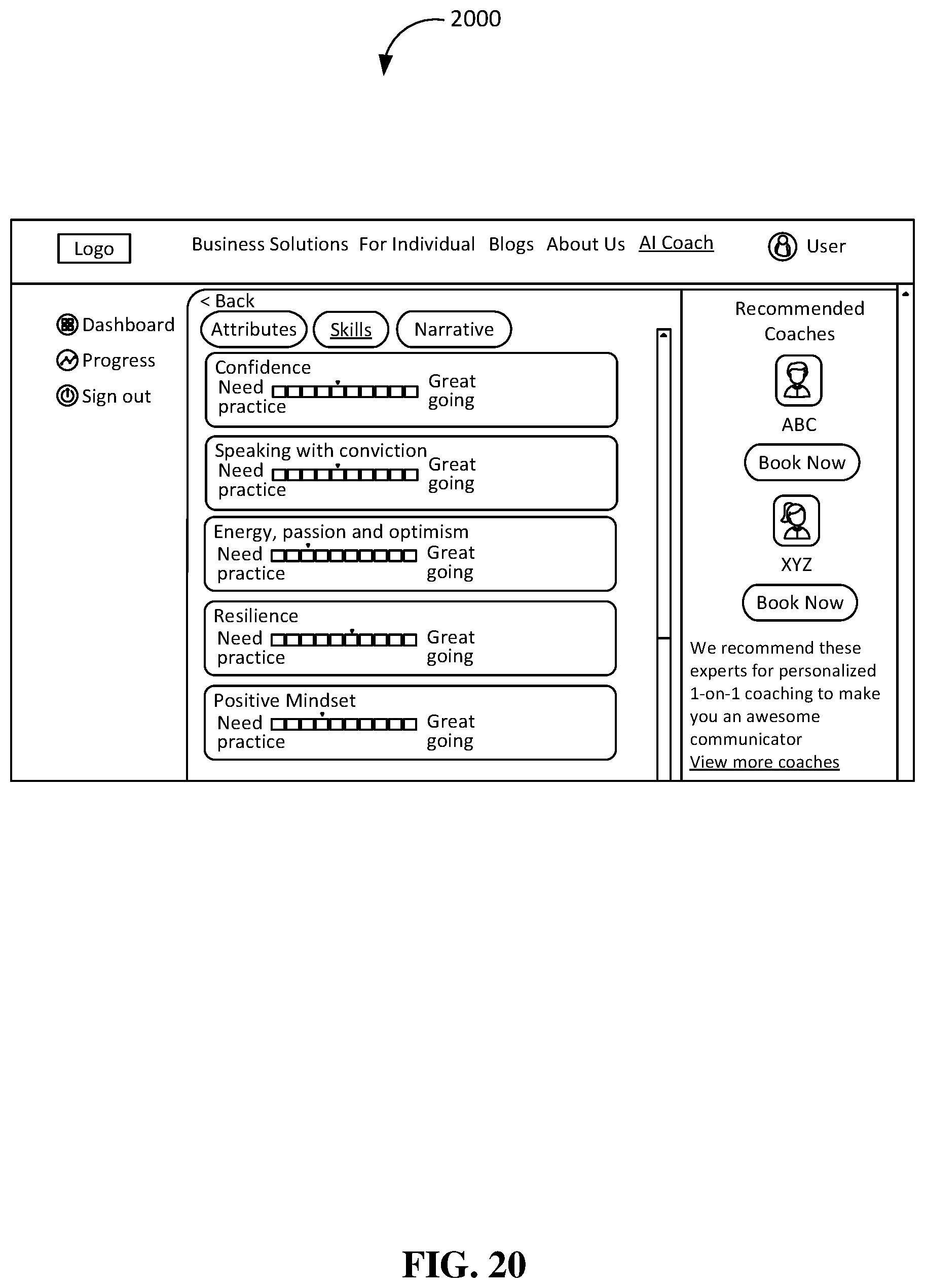 Patent US12353639 Figure 20 – Methods, systems, apparatuses, and devices for facilitating improving behavioral skills of users