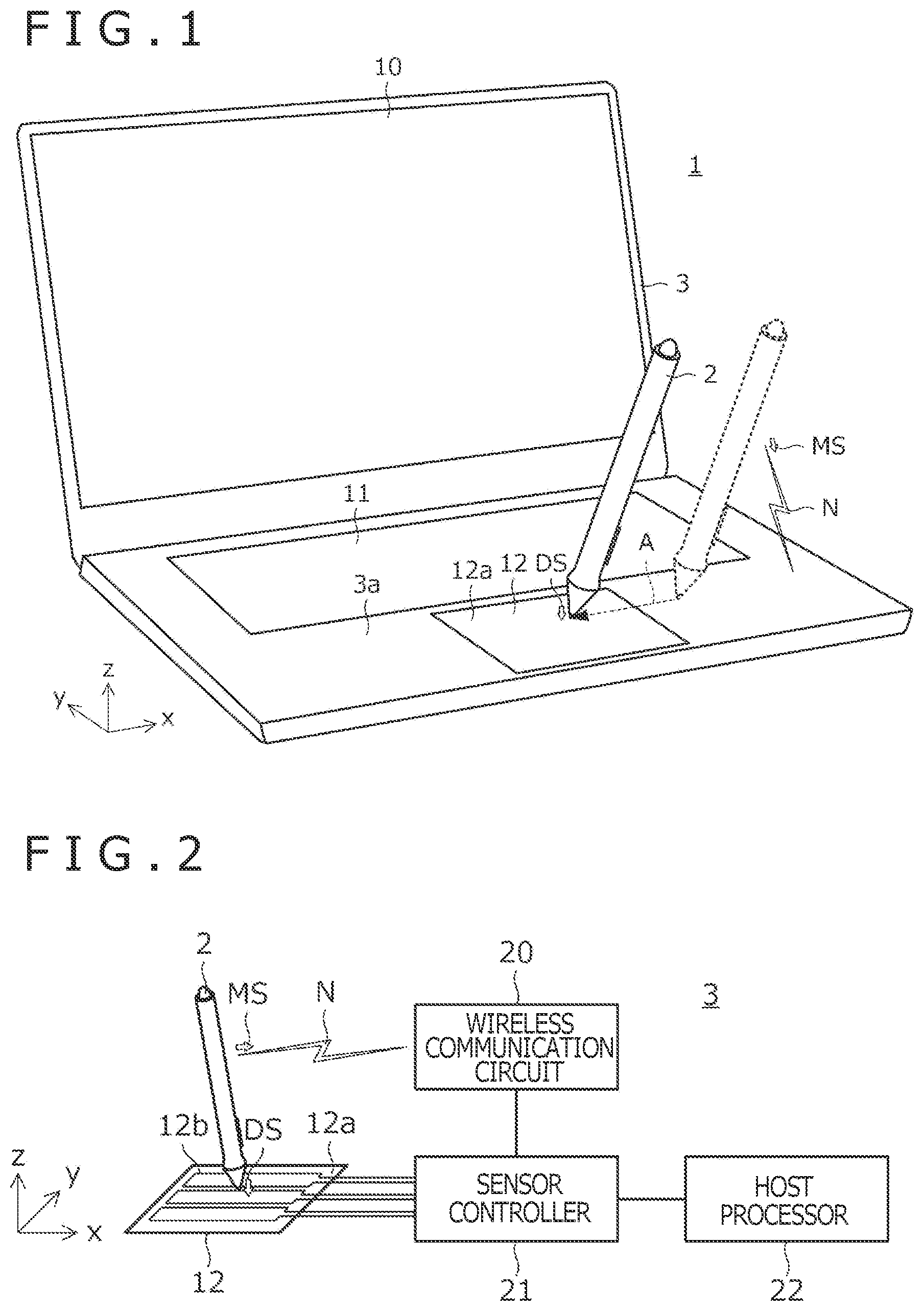 Patent US12353652 Figure 1 – Coordinate output device, pen-shaped device, and electronic equipment