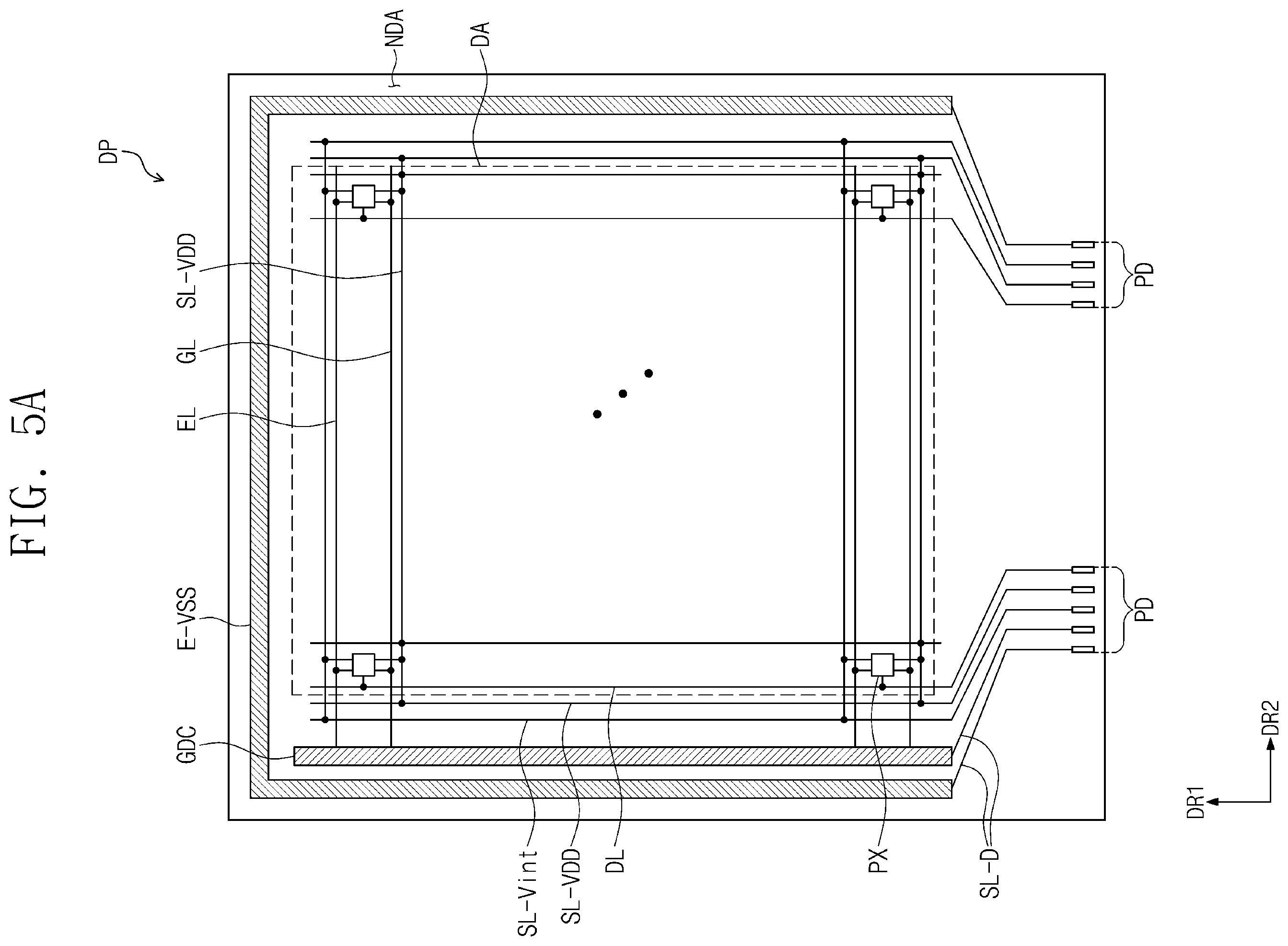 Patent US12353656 Figure 8 – Display device including a conductive portion covering an area in which clock signal lines and touch signal lines overlap