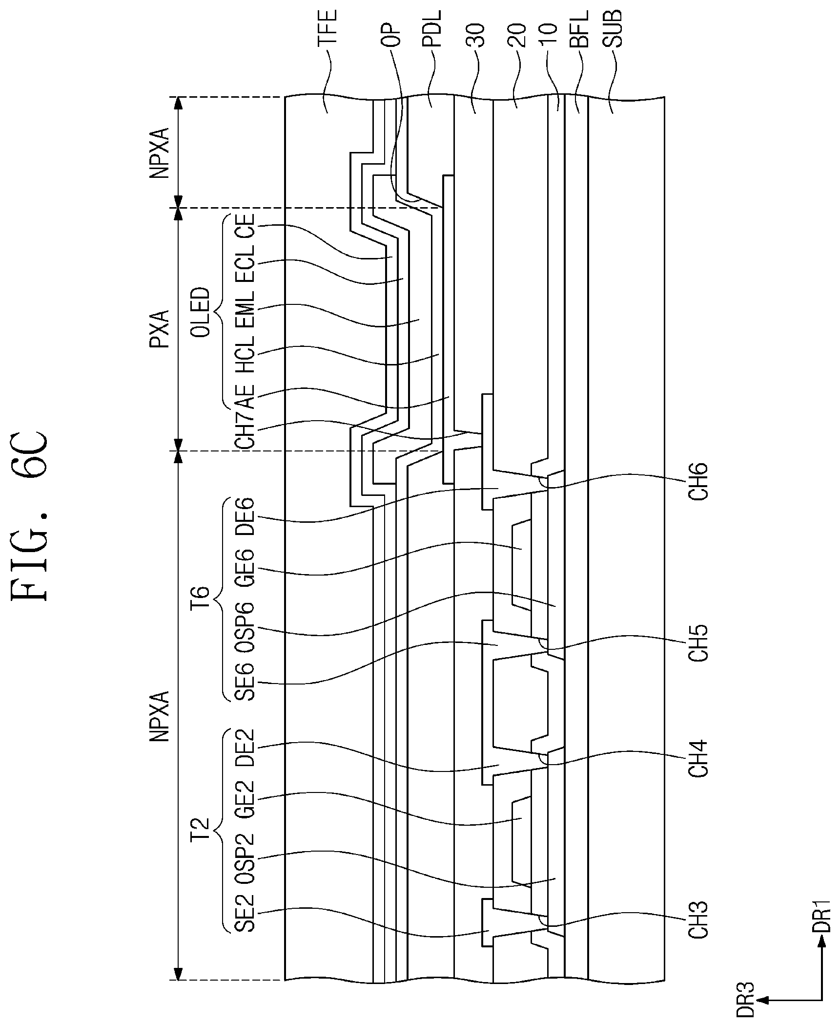 Patent US12353656 Figure 13 – Display device including a conductive portion covering an area in which clock signal lines and touch signal lines overlap