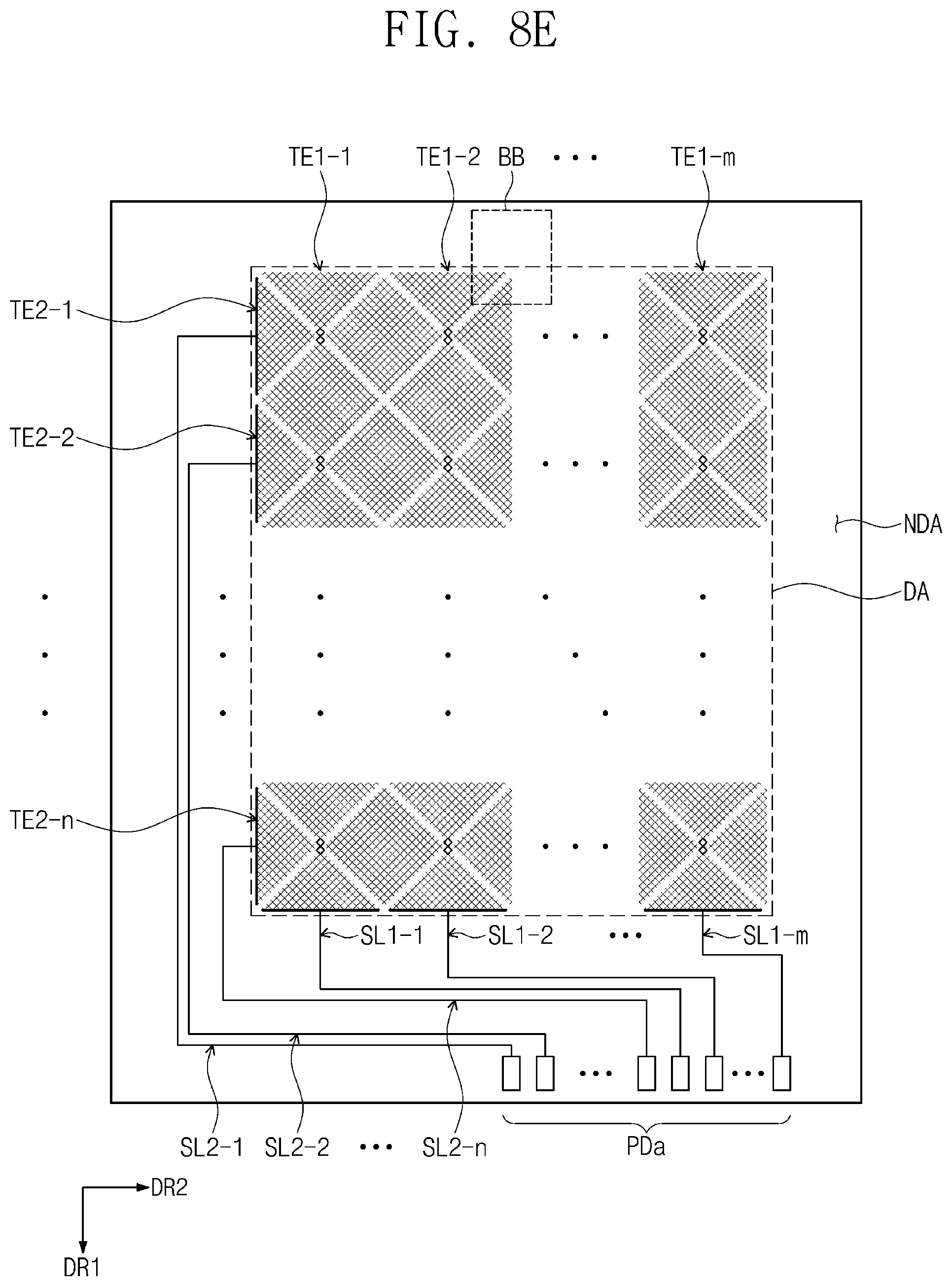 Patent US12353656 Figure 20 – Display device including a conductive portion covering an area in which clock signal lines and touch signal lines overlap