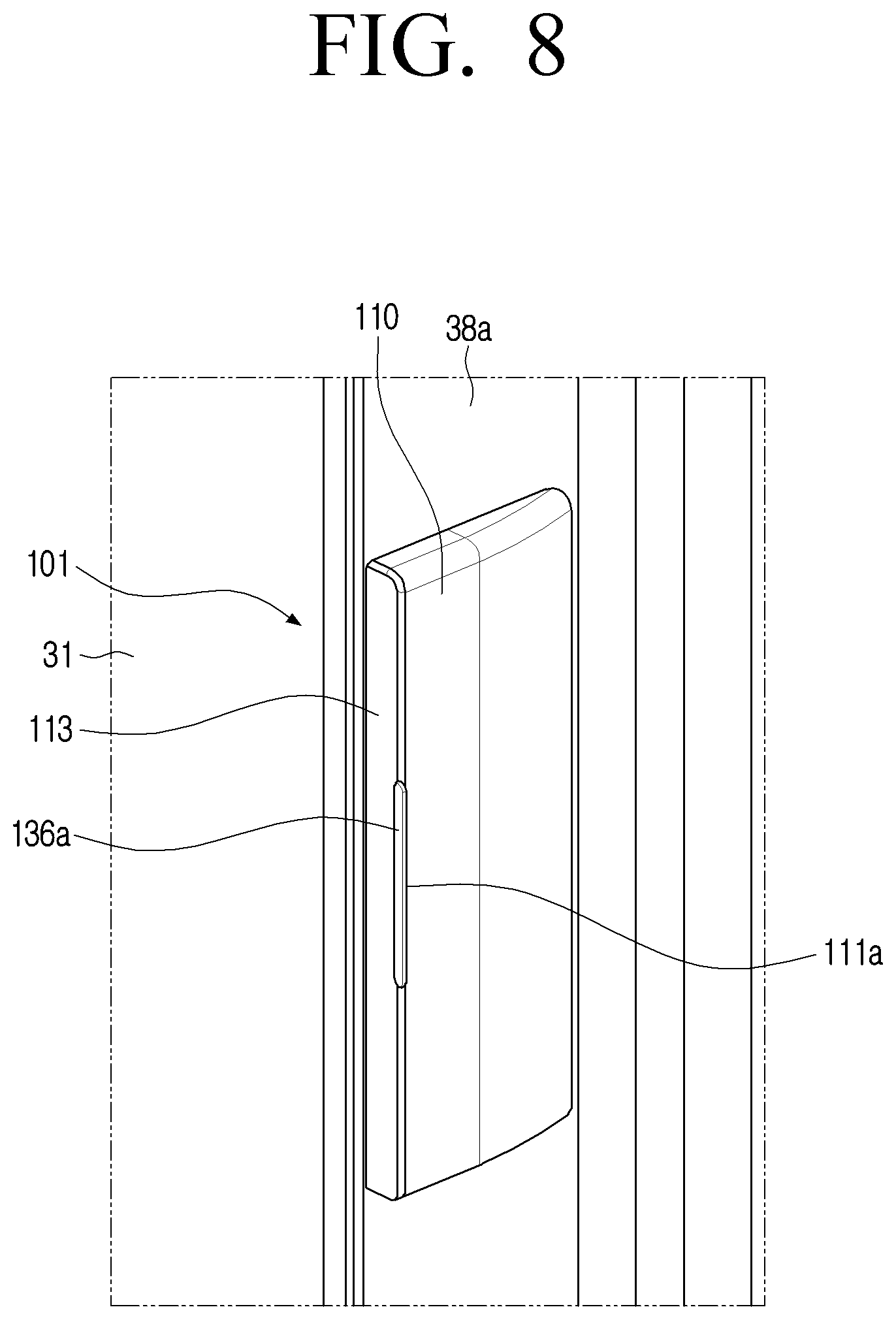 Patent US12353657 Figure 8 – Refrigerator including touch interface