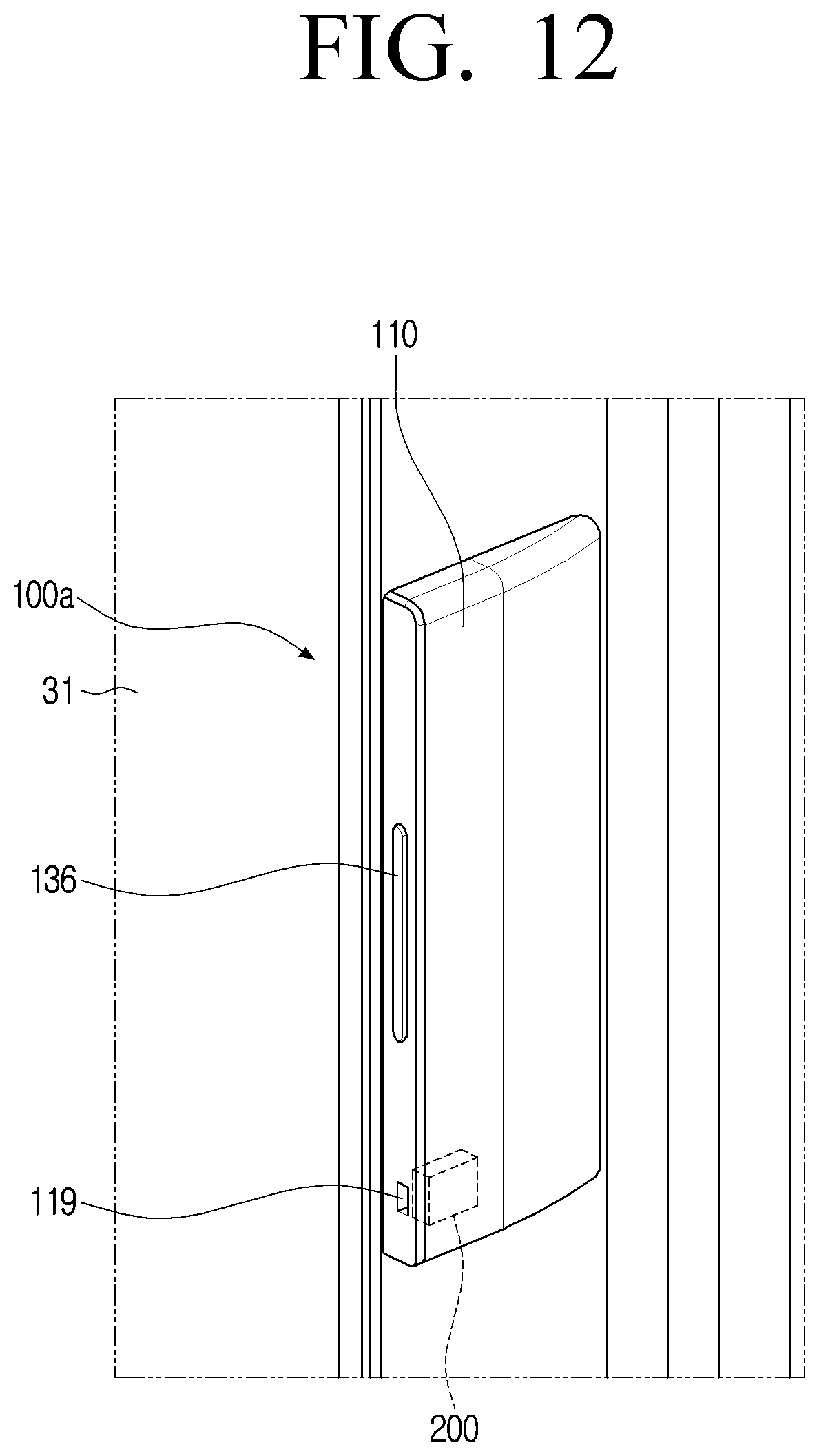 Patent US12353657 Figure 12 – Refrigerator including touch interface