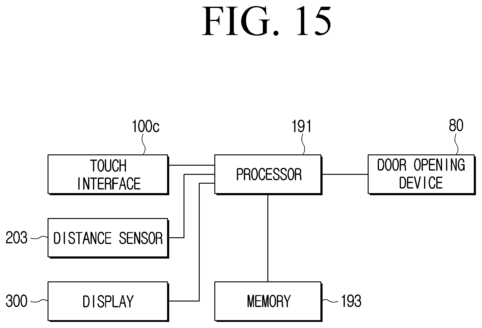 Patent US12353657 Figure 15 – Refrigerator including touch interface