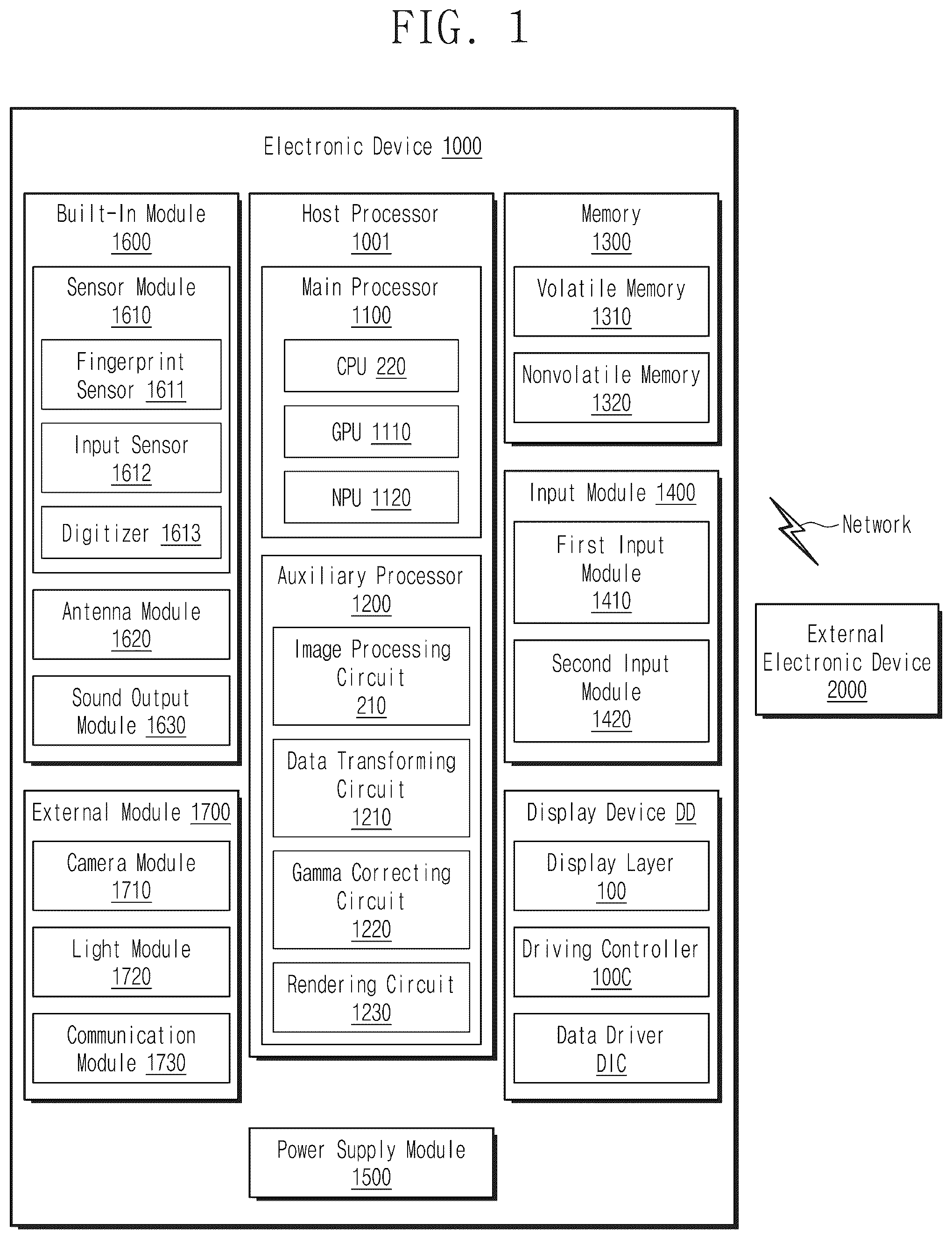 Patent US12353663 Figure 1 – Electronic device