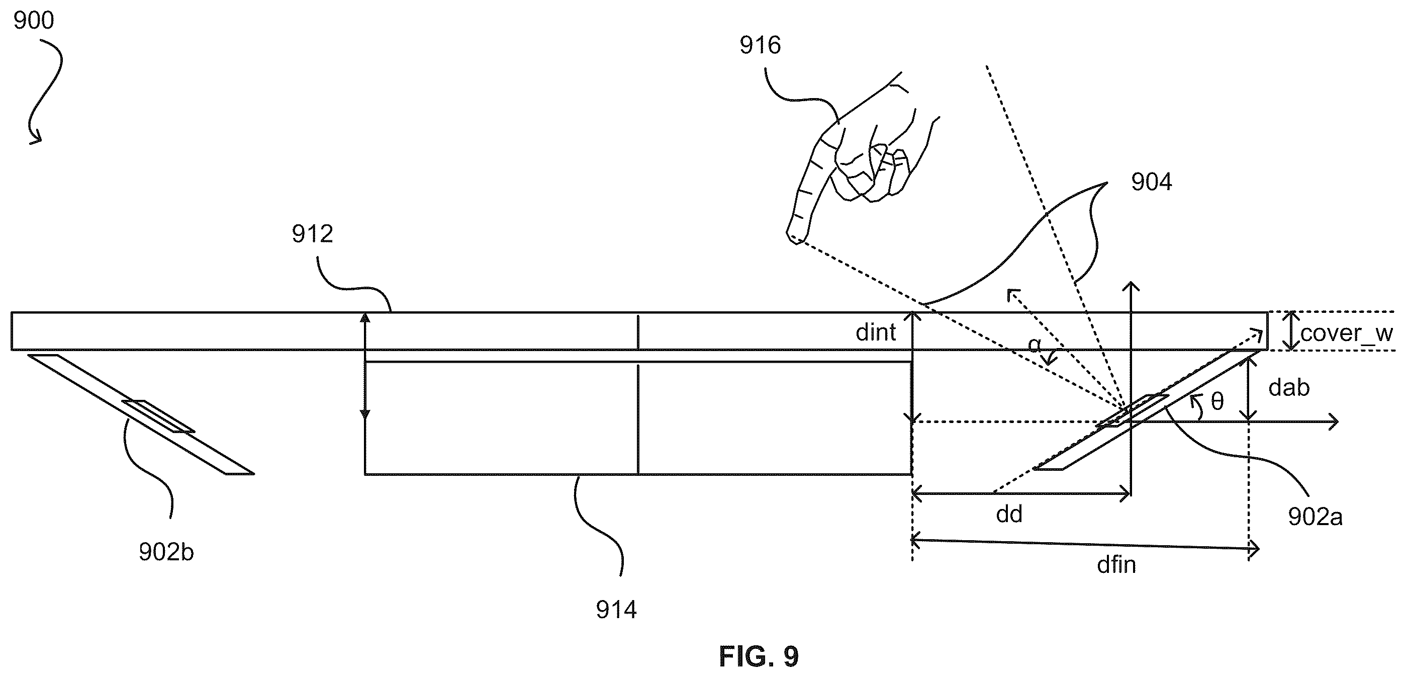 Patent US12353664 Figure 9 – Registering selections of graphical elements on electronic displays using time-of-flight sensors