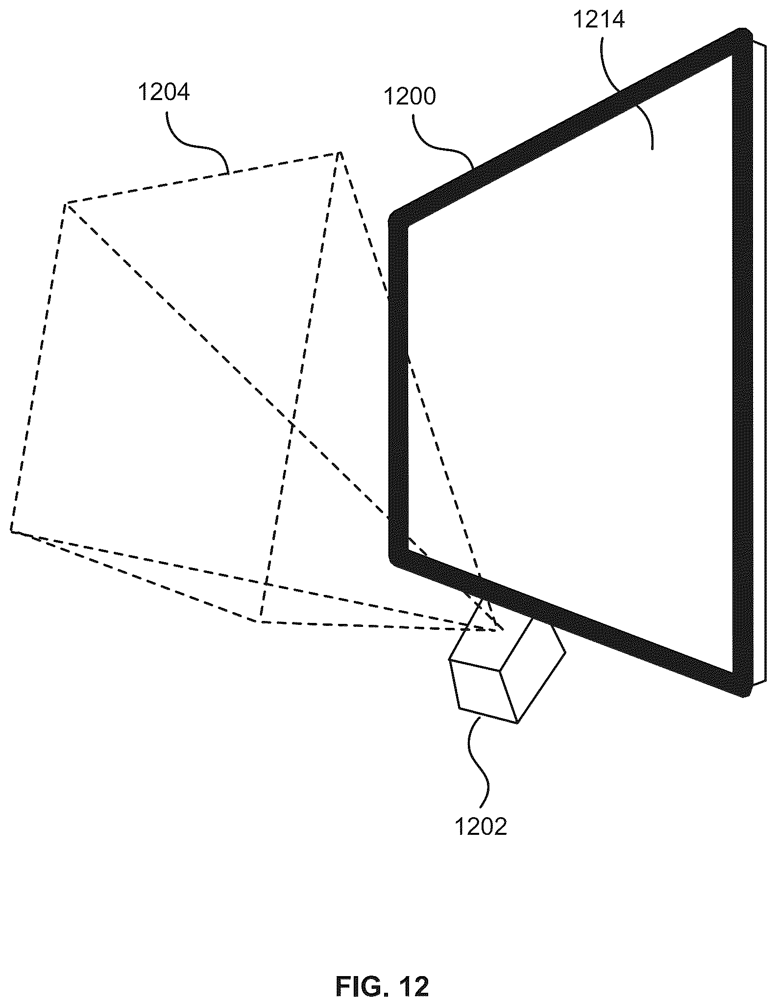 Patent US12353664 Figure 12 – Registering selections of graphical elements on electronic displays using time-of-flight sensors