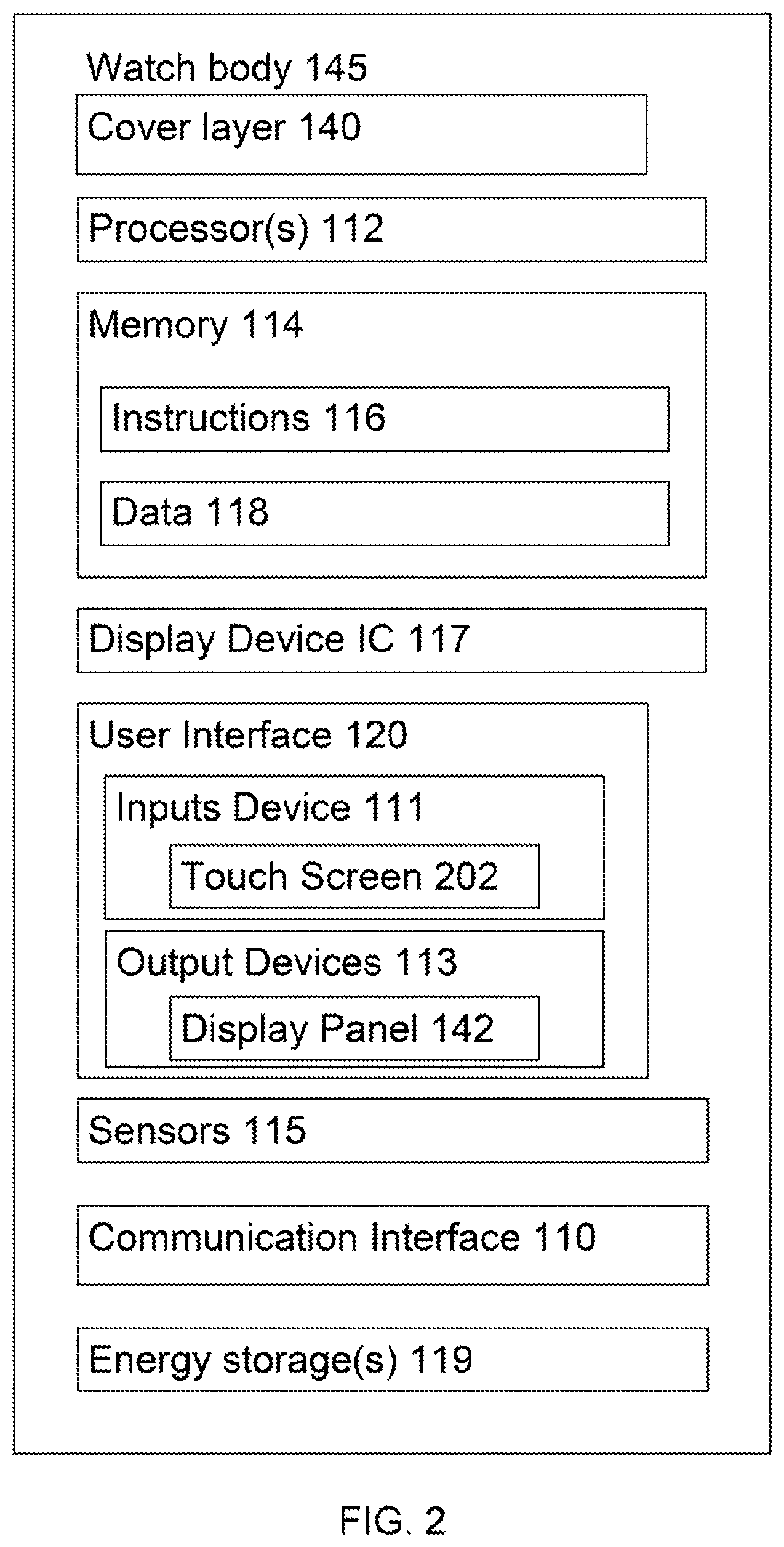 Patent US12353666 Figure 2 – Bezel enabled touchable OLED display for wearables