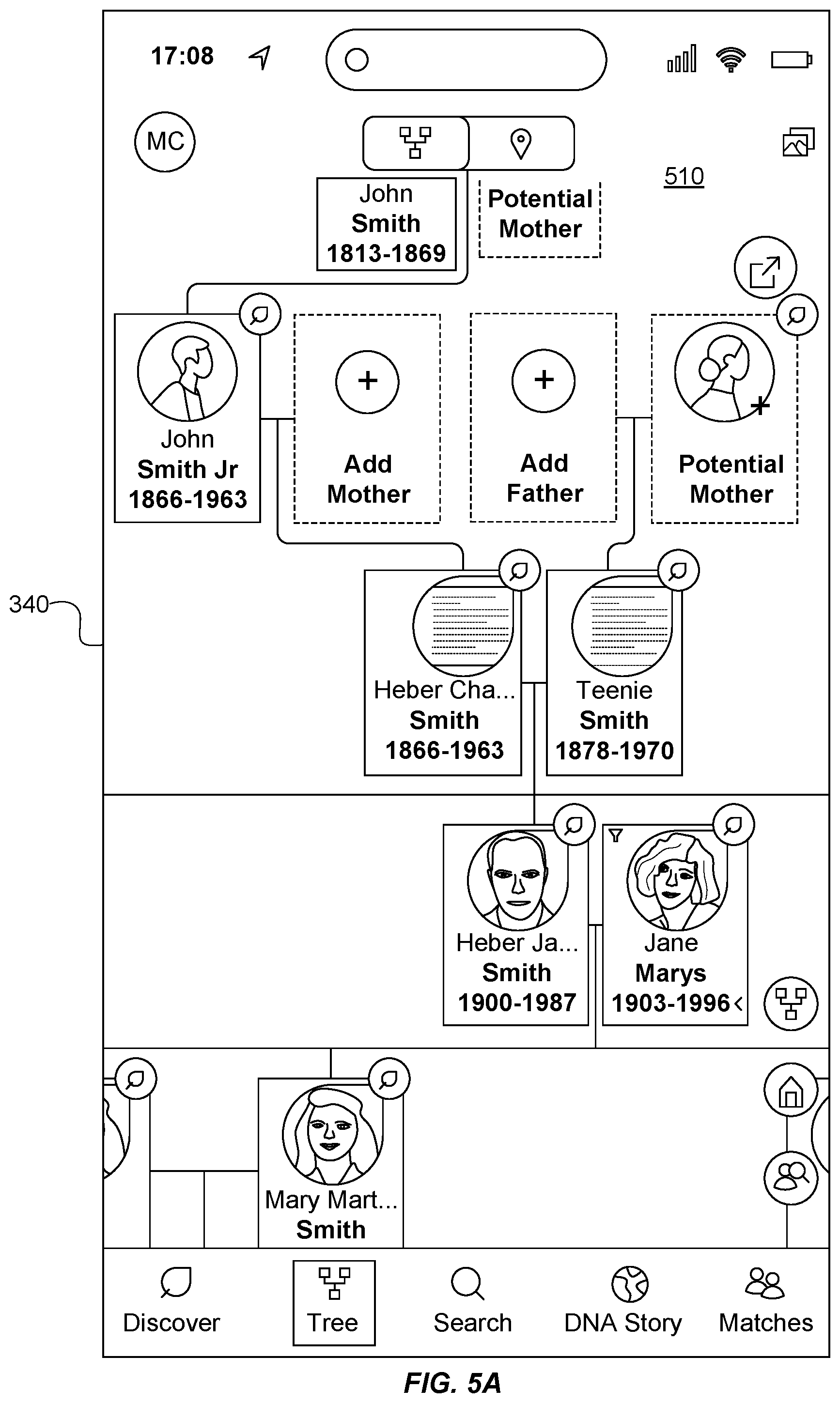 Patent US12353674 Figure 5 – Artificial reality family history experience