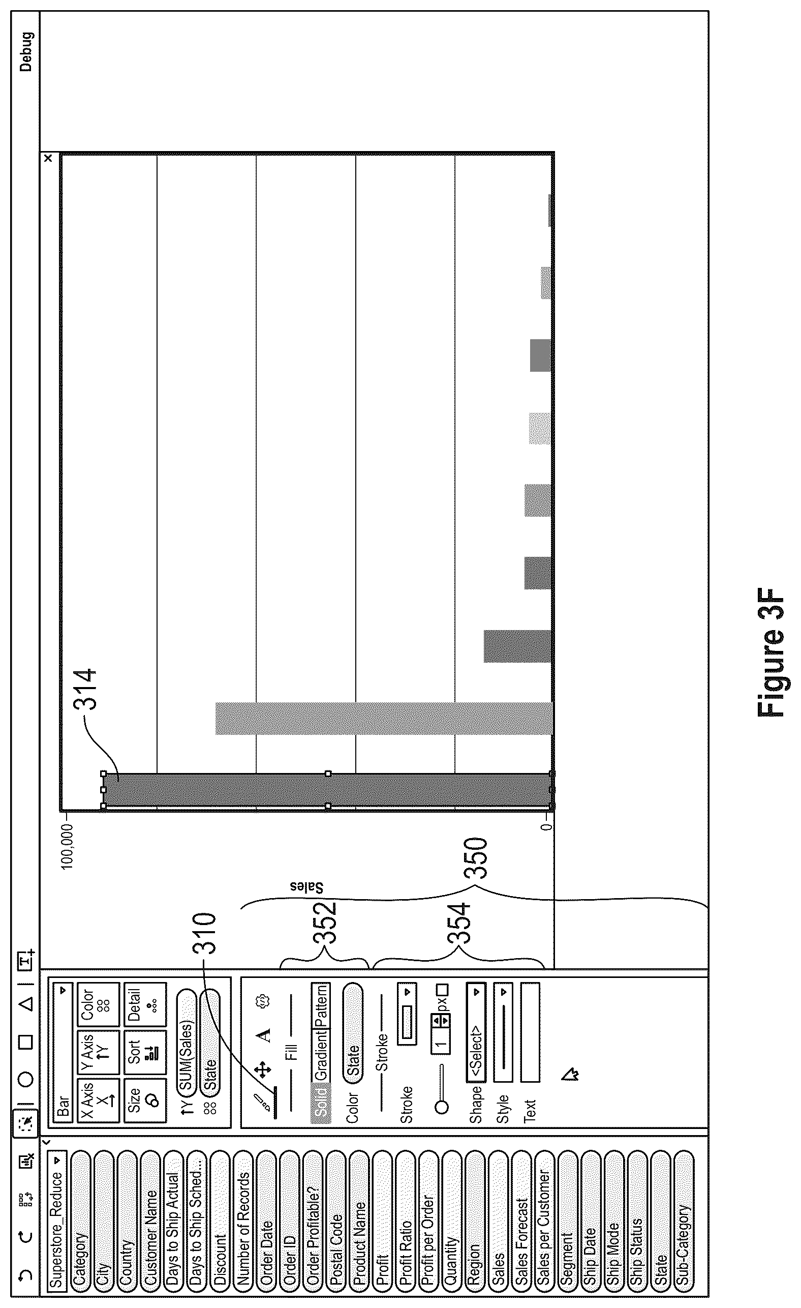 Patent US12353675 Figure 8 – Data analysis platform with animation for rendering graphical representations of data