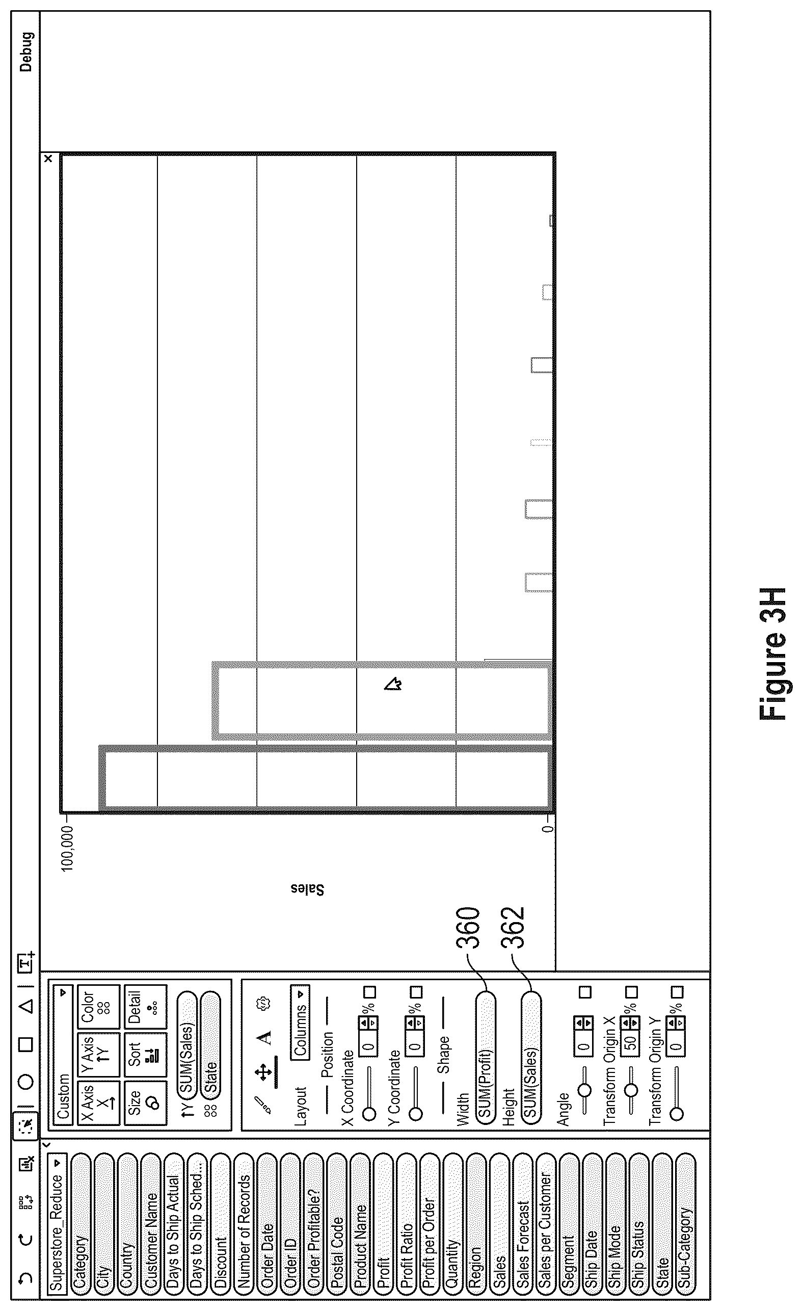 Patent US12353675 Figure 10 – Data analysis platform with animation for rendering graphical representations of data