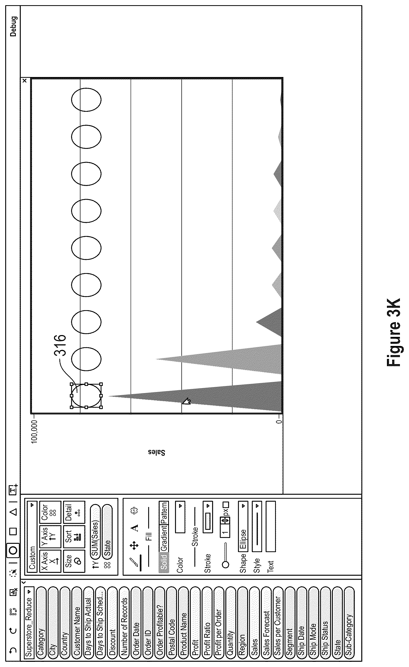 Patent US12353675 Figure 13 – Data analysis platform with animation for rendering graphical representations of data