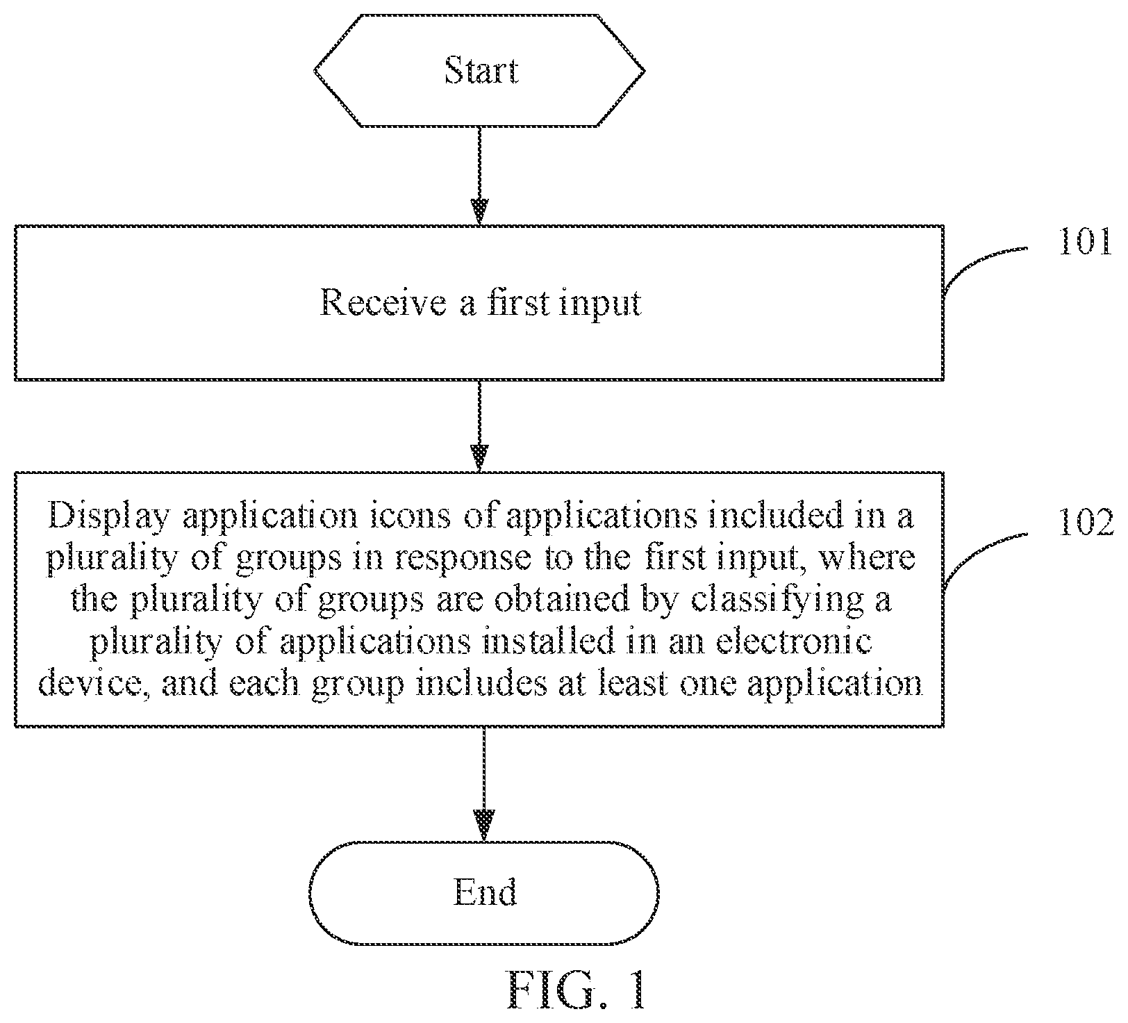 Patent US12353677 Figure 1 – Application icon display method and apparatus, and electronic device