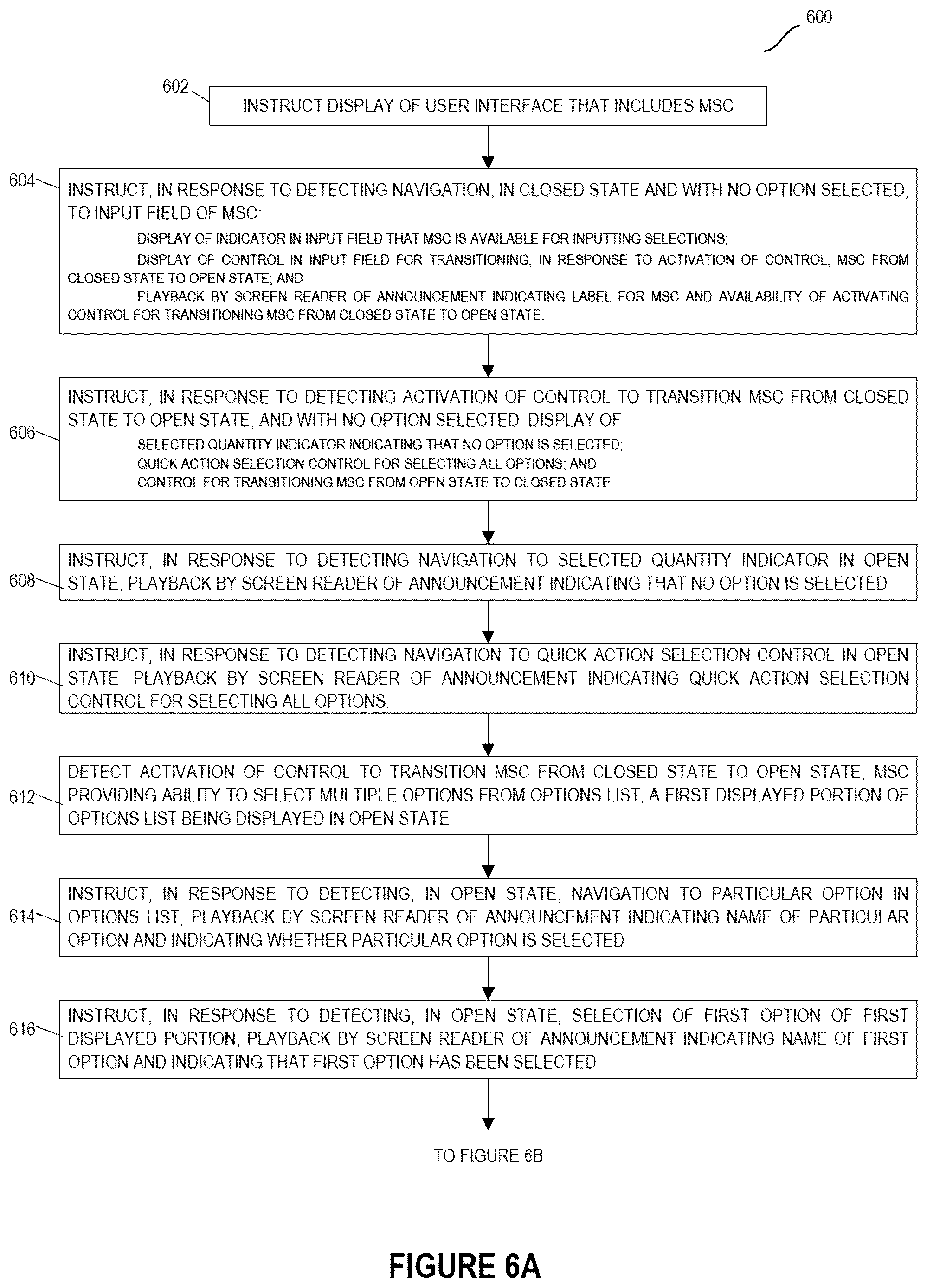Patent US12353694 Figure 11 – Screen-reader accessible multiselect user interface component with dynamic state announcements