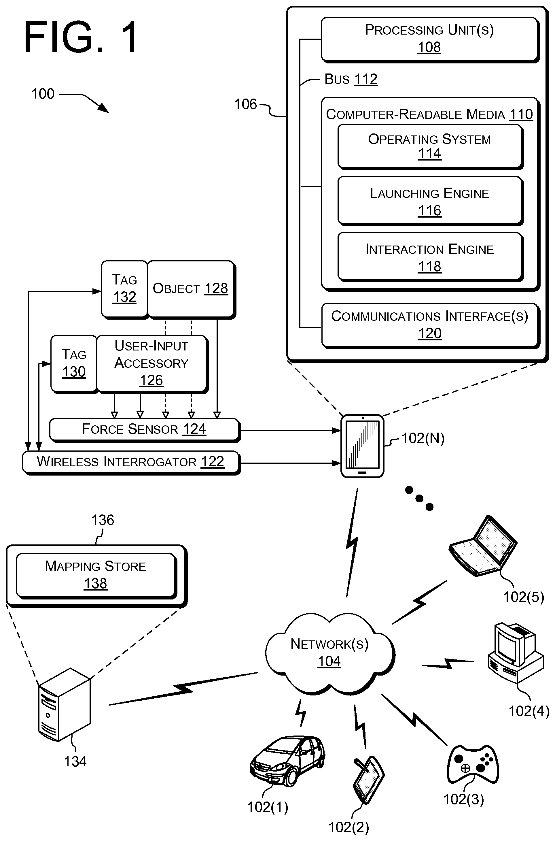 Patent US12353703 Figure 1 – Computing device having user-input accessory