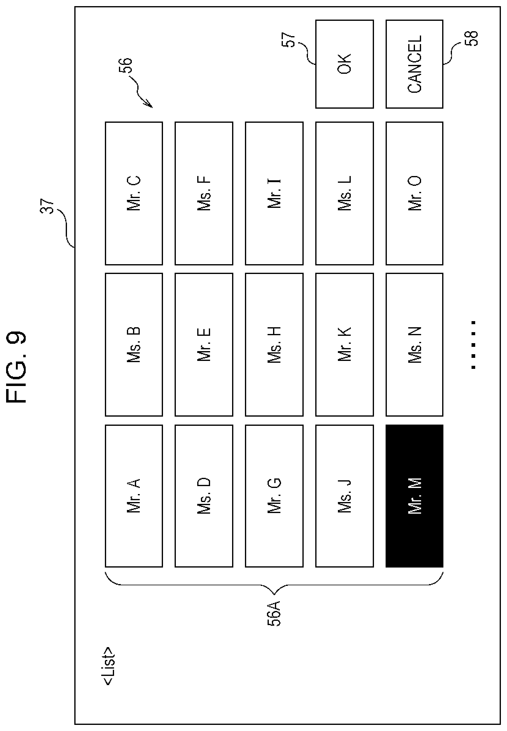 Patent US12353706 Figure 9 – Information processing apparatus, non-transitory computer readable medium, and information processing method involving processor configured to cause a receiving unit and an operator to be displayed on an execution screen