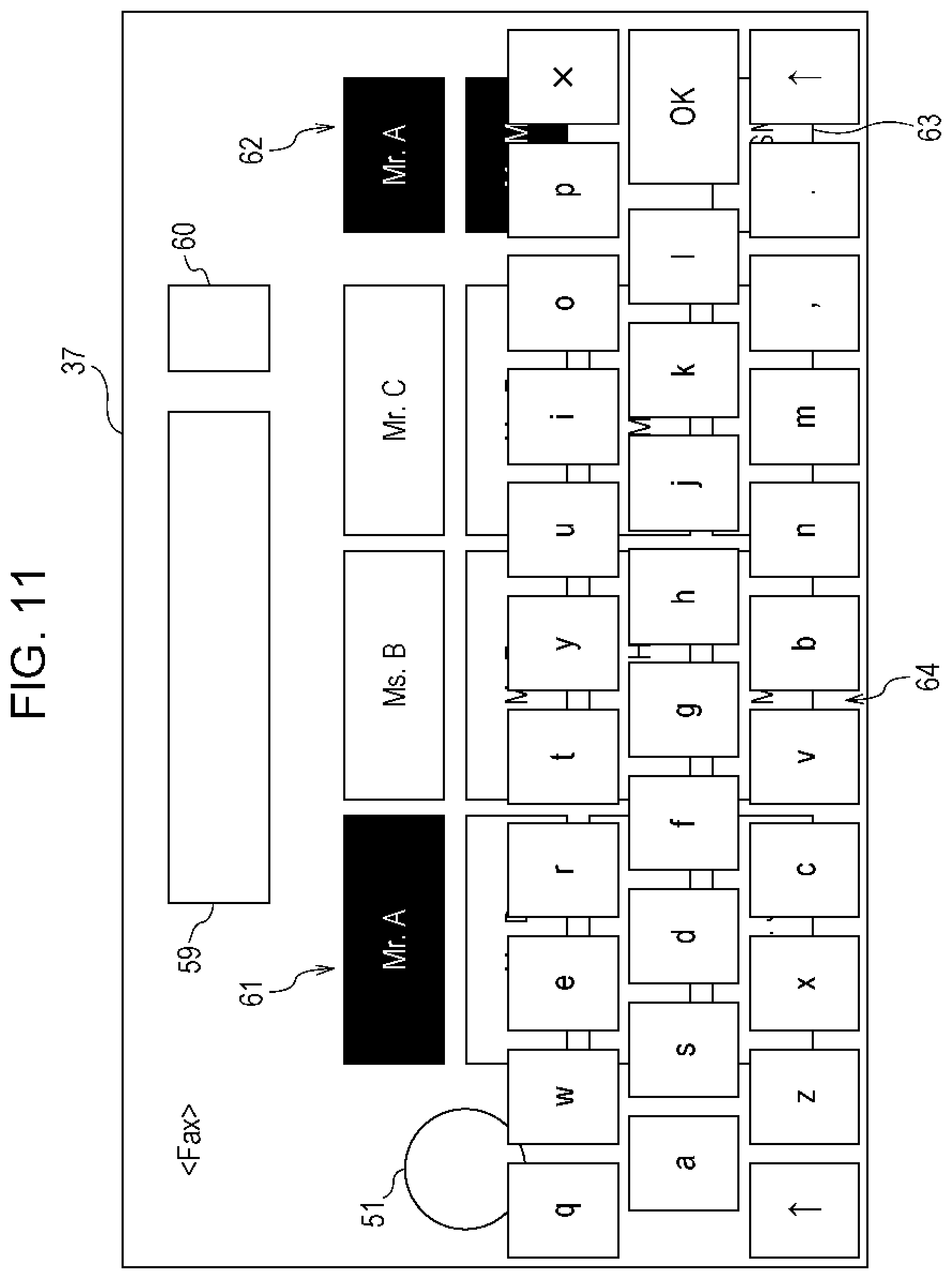 Patent US12353706 Figure 11 – Information processing apparatus, non-transitory computer readable medium, and information processing method involving processor configured to cause a receiving unit and an operator to be displayed on an execution screen