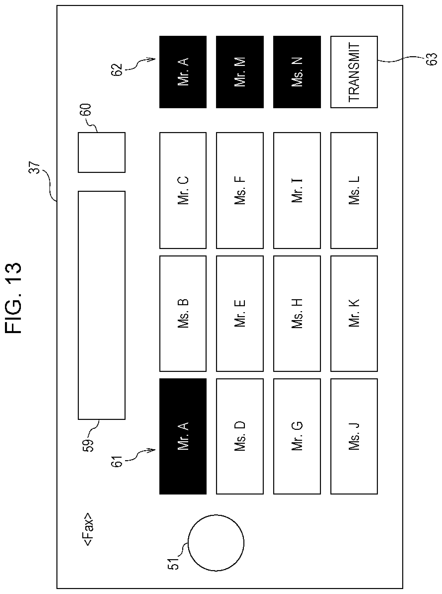 Patent US12353706 Figure 13 – Information processing apparatus, non-transitory computer readable medium, and information processing method involving processor configured to cause a receiving unit and an operator to be displayed on an execution screen