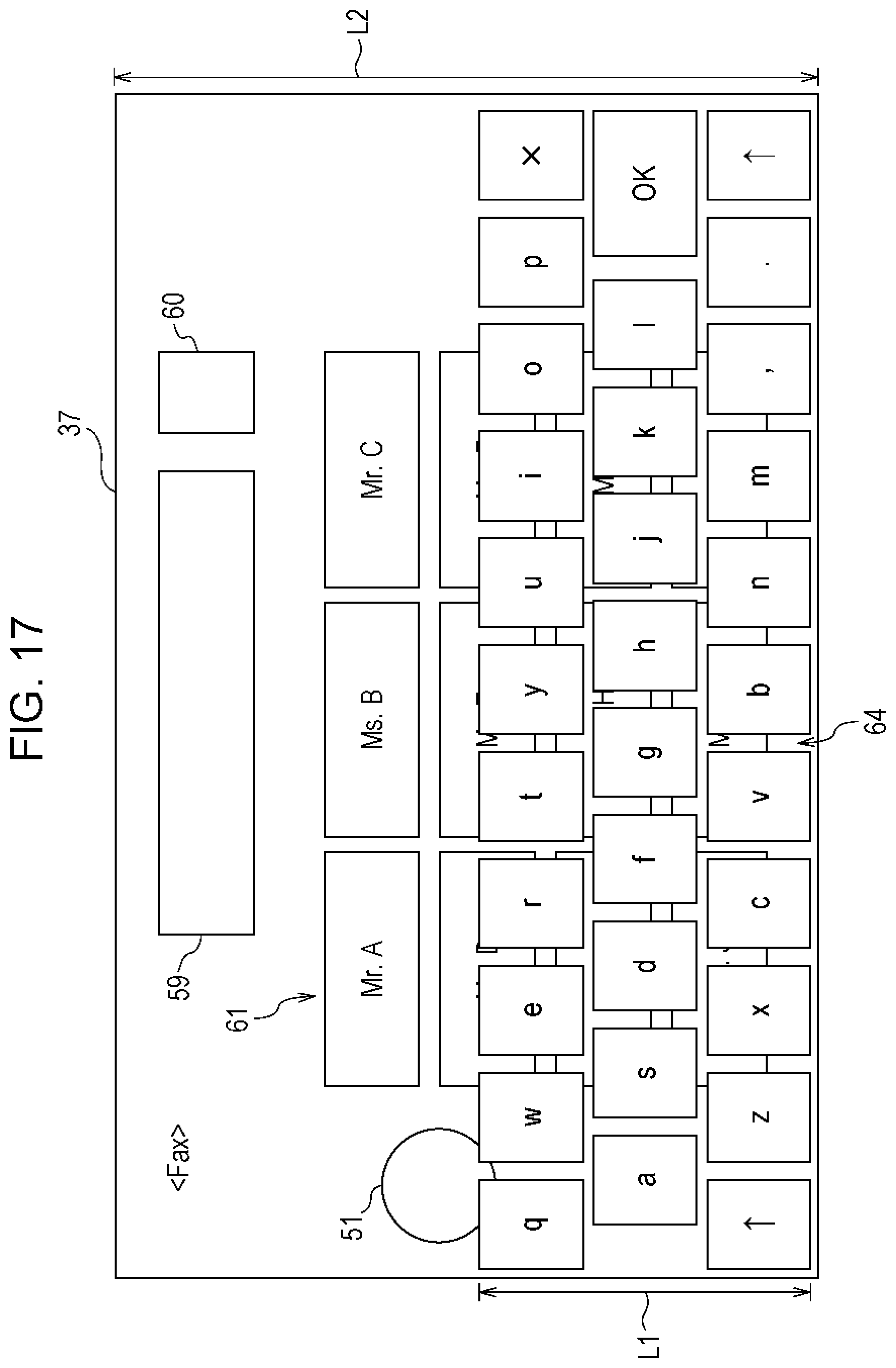 Patent US12353706 Figure 17 – Information processing apparatus, non-transitory computer readable medium, and information processing method involving processor configured to cause a receiving unit and an operator to be displayed on an execution screen