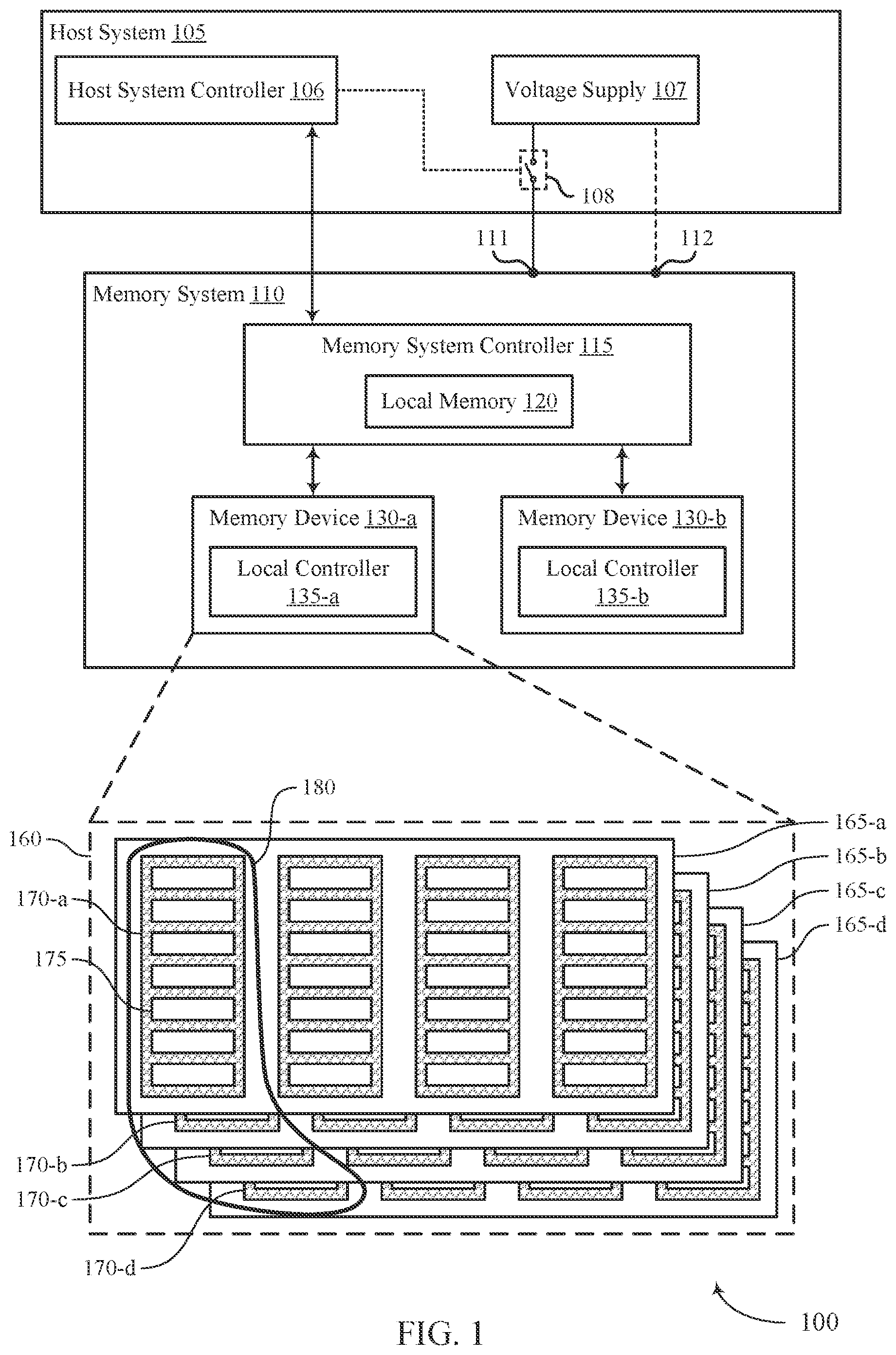 Patent US12353738 Figure 1 – Techniques for memory system standby mode control