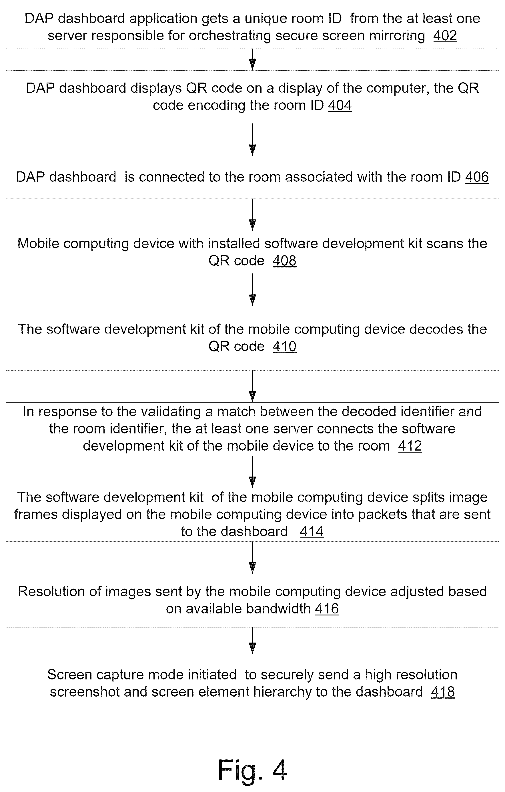 Patent US12353782 Figure 5 – System and method for QR code based mirroring of mobile screen to computer