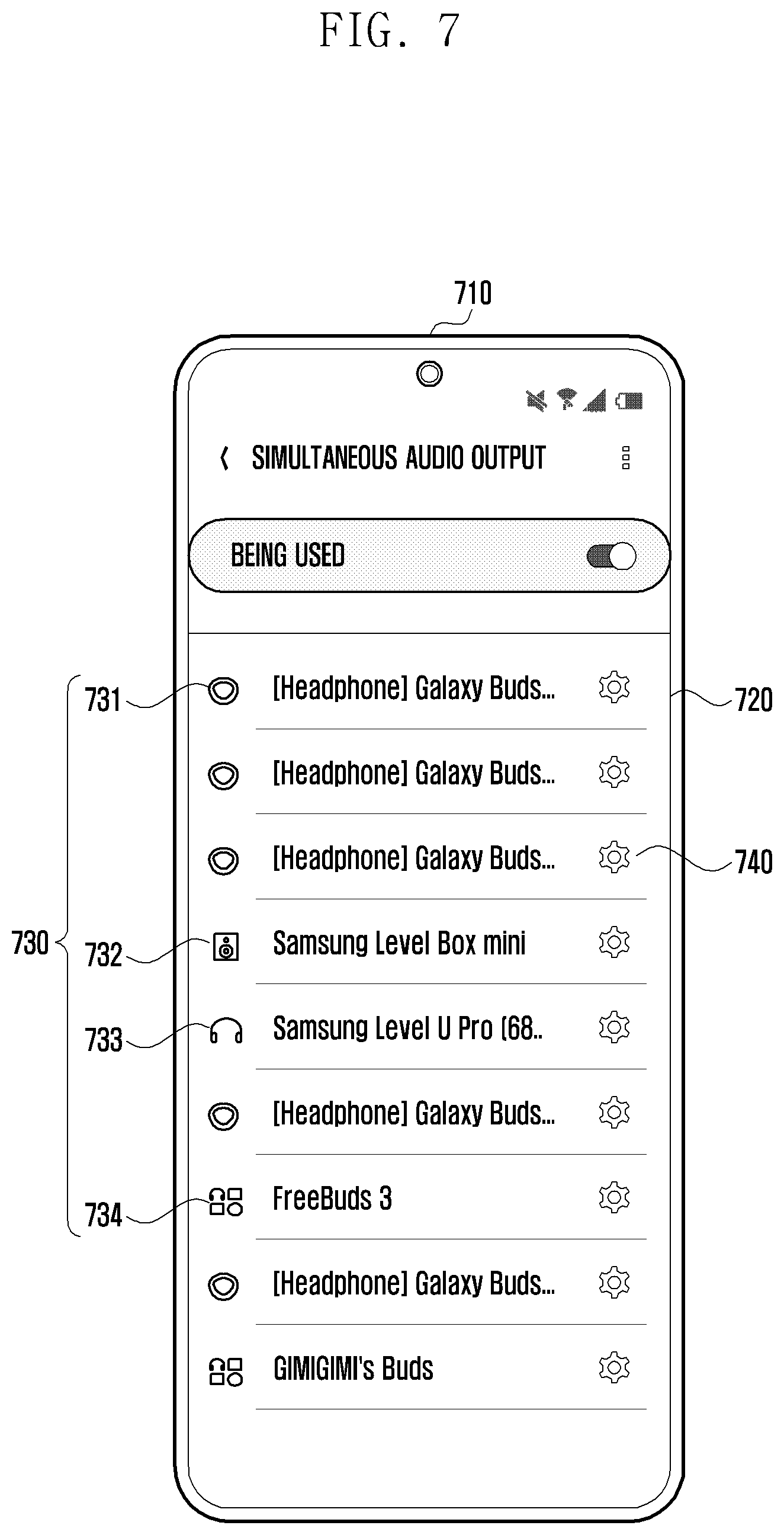 Patent US12353789 Figure 7 – Electronic device, and audio output mode configuration method according to connection to plurality of audio output devices