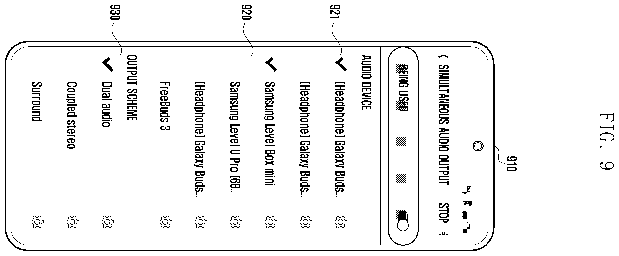 Patent US12353789 Figure 9 – Electronic device, and audio output mode configuration method according to connection to plurality of audio output devices