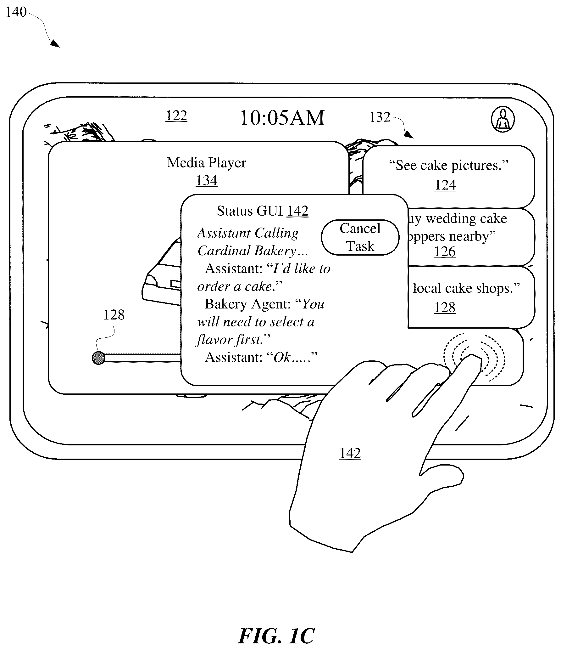 Patent US12353795 Figure 3 – Assistant adaptation of graphical user interface to guide interaction with user in fulfilling user request