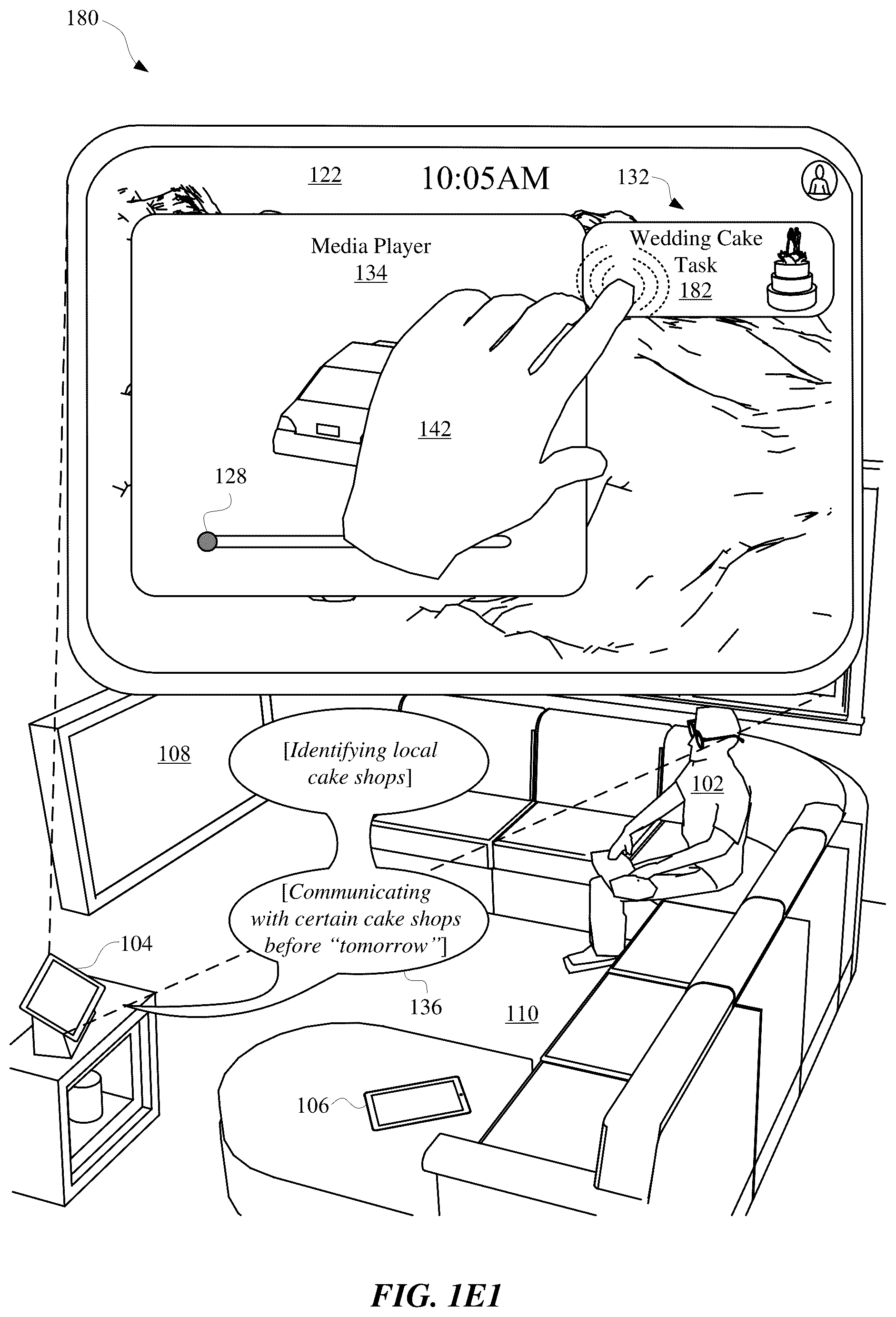 Patent US12353795 Figure 5 – Assistant adaptation of graphical user interface to guide interaction with user in fulfilling user request