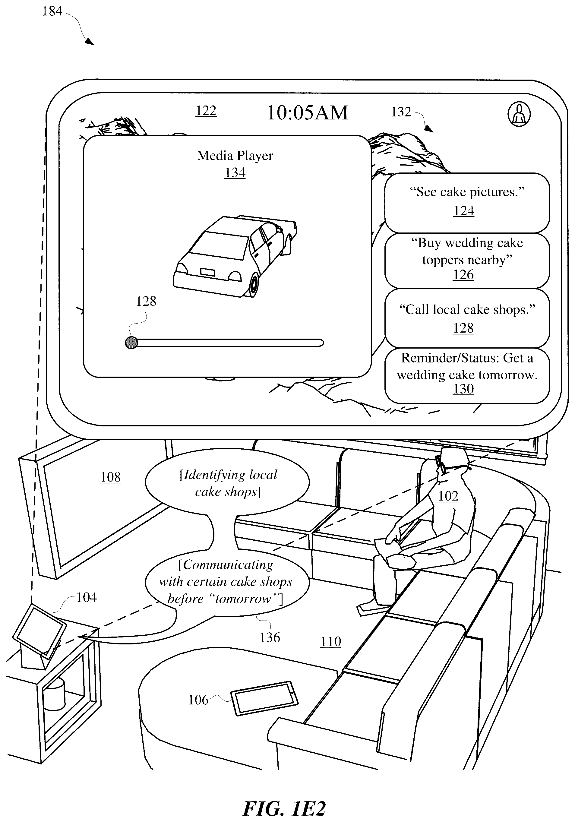 Patent US12353795 Figure 6 – Assistant adaptation of graphical user interface to guide interaction with user in fulfilling user request