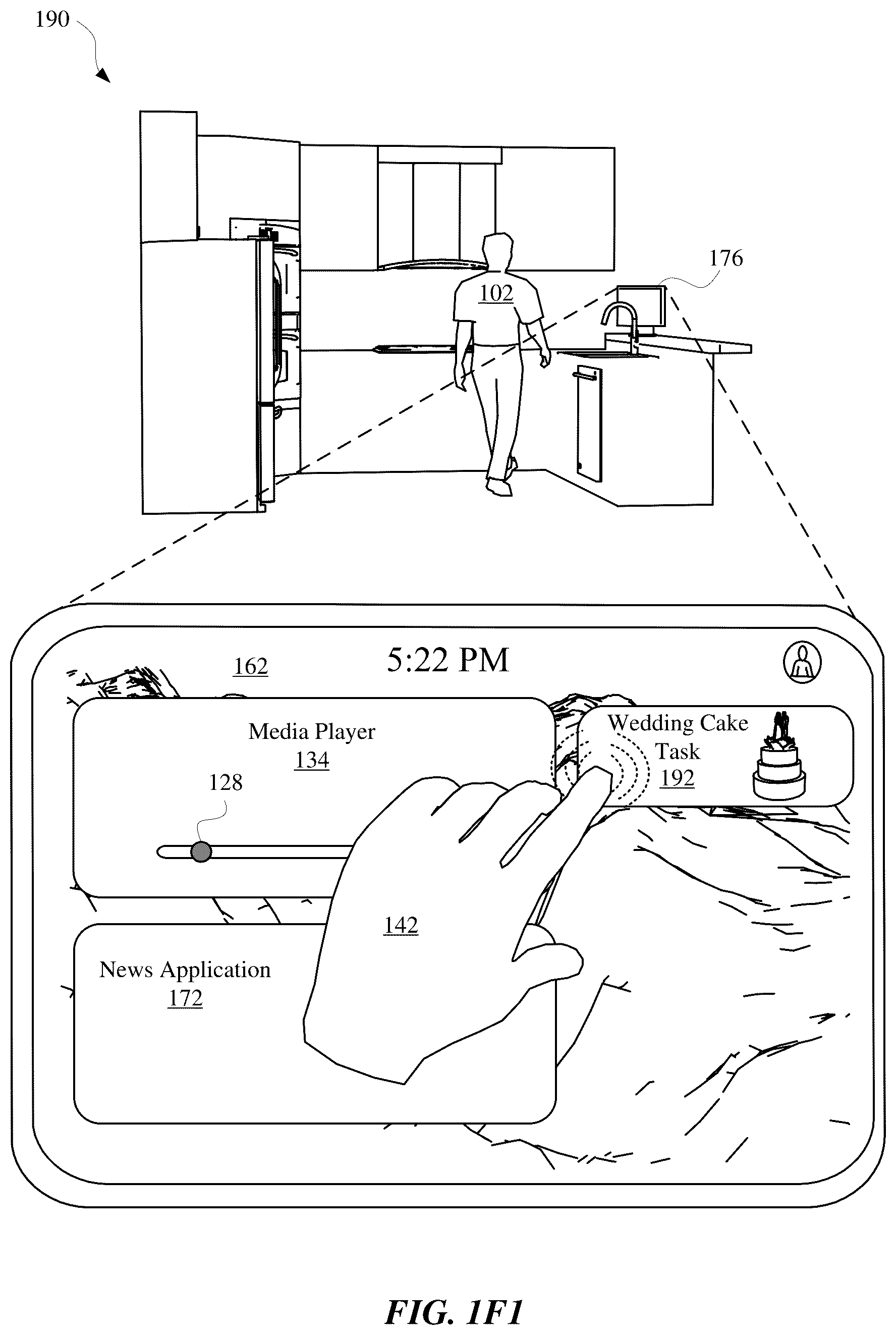 Patent US12353795 Figure 7 – Assistant adaptation of graphical user interface to guide interaction with user in fulfilling user request