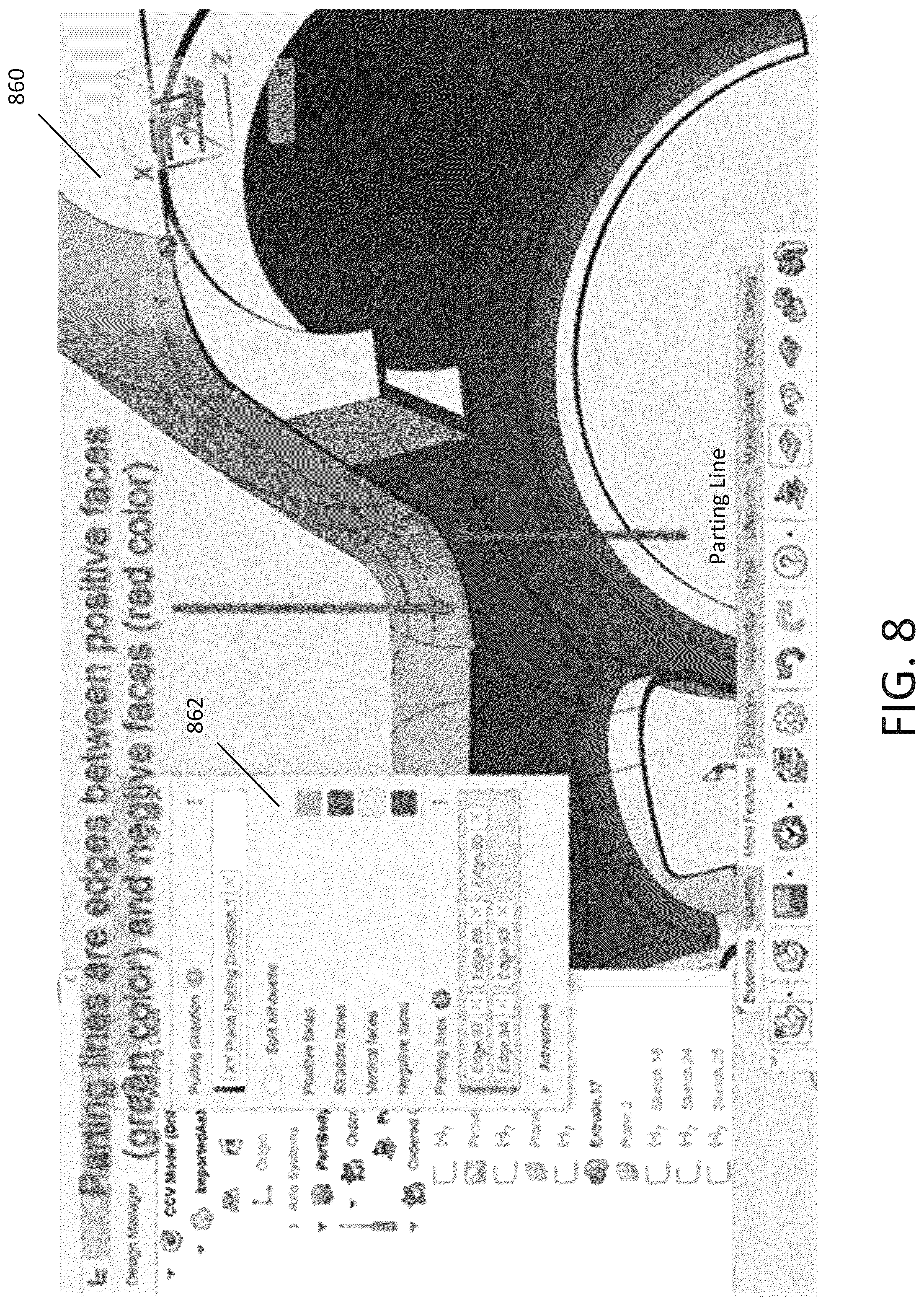 Patent US12353800 Figure 8 – Parting line identification
