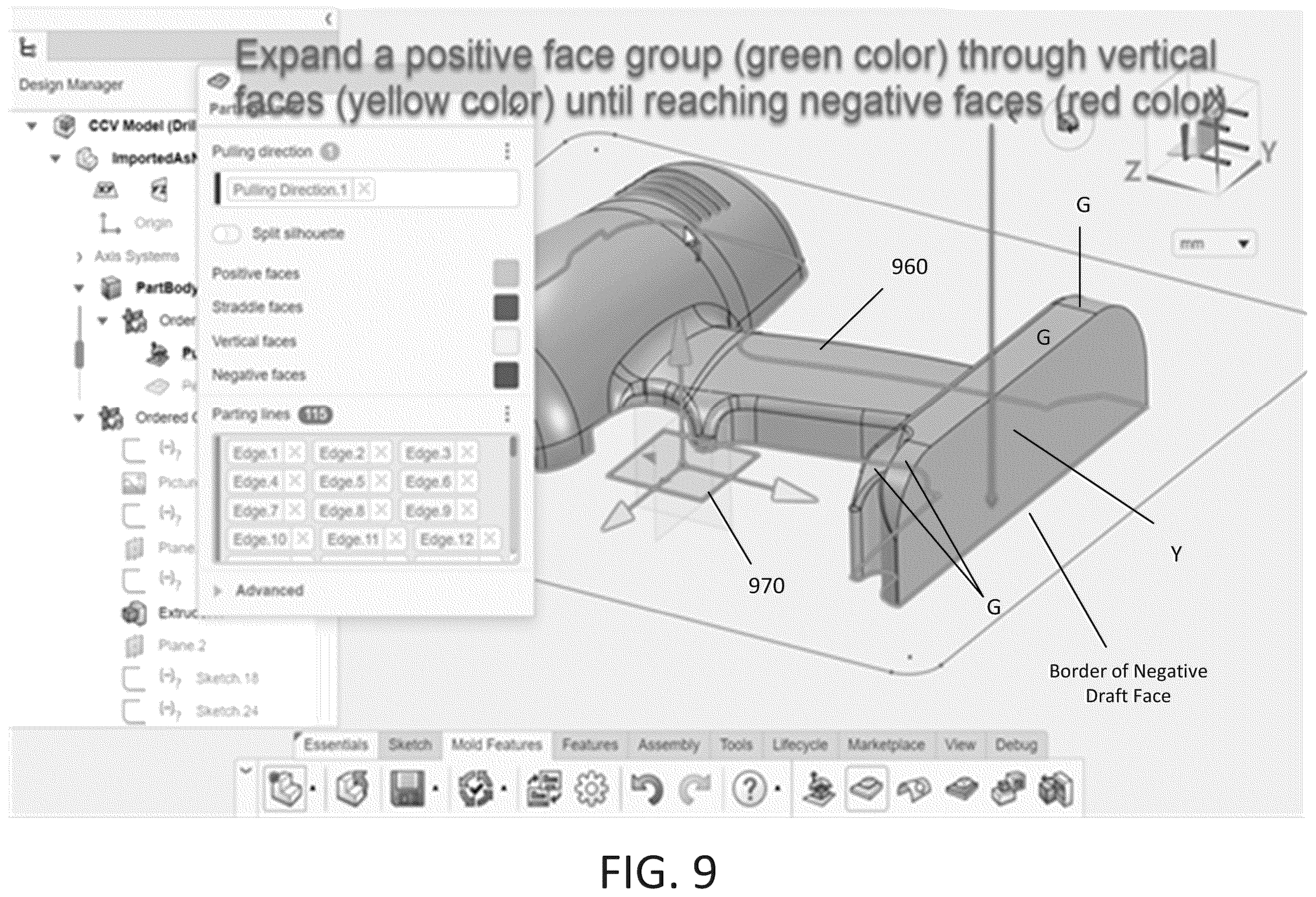Patent US12353800 Figure 9 – Parting line identification