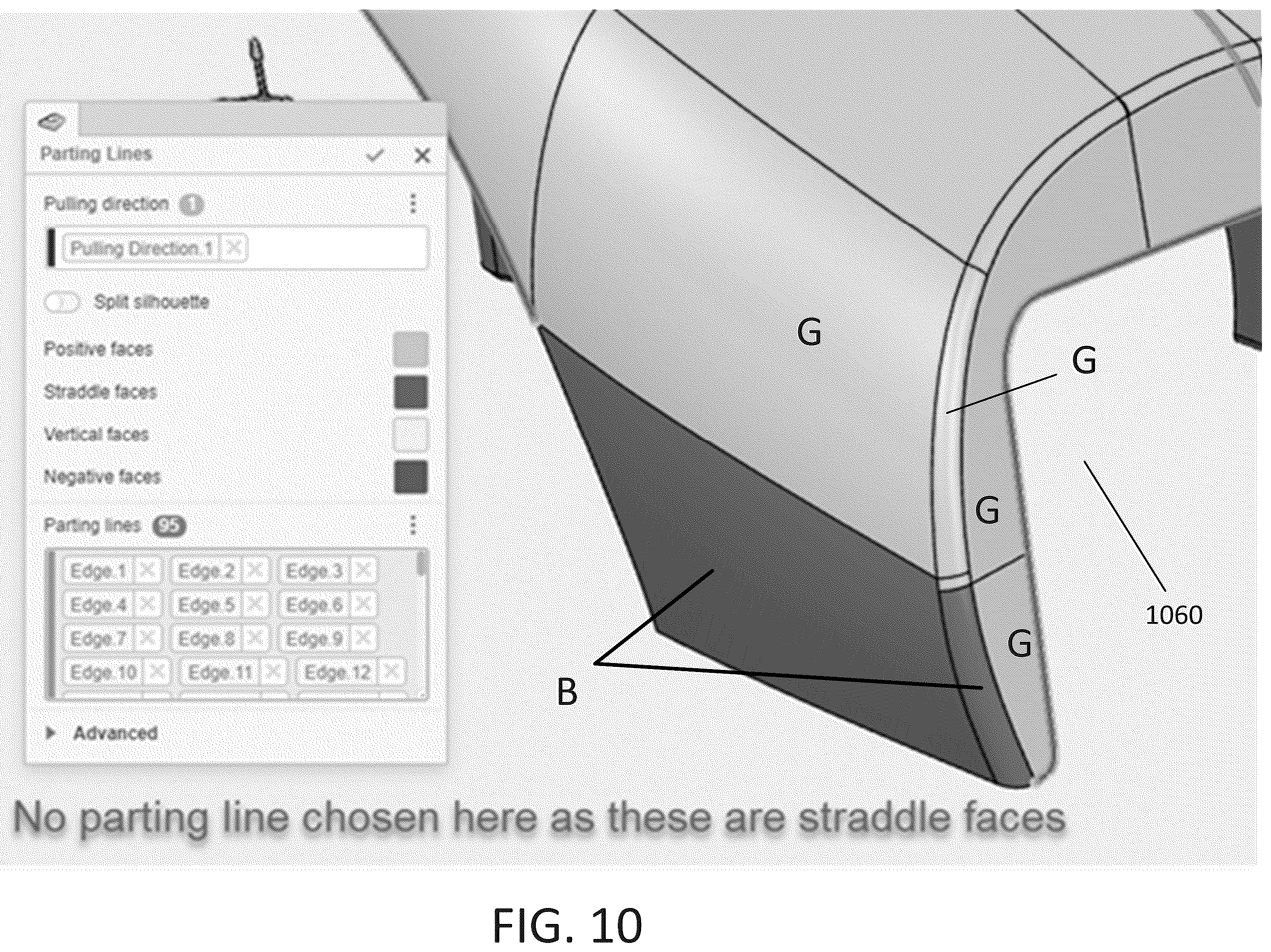 Patent US12353800 Figure 10 – Parting line identification
