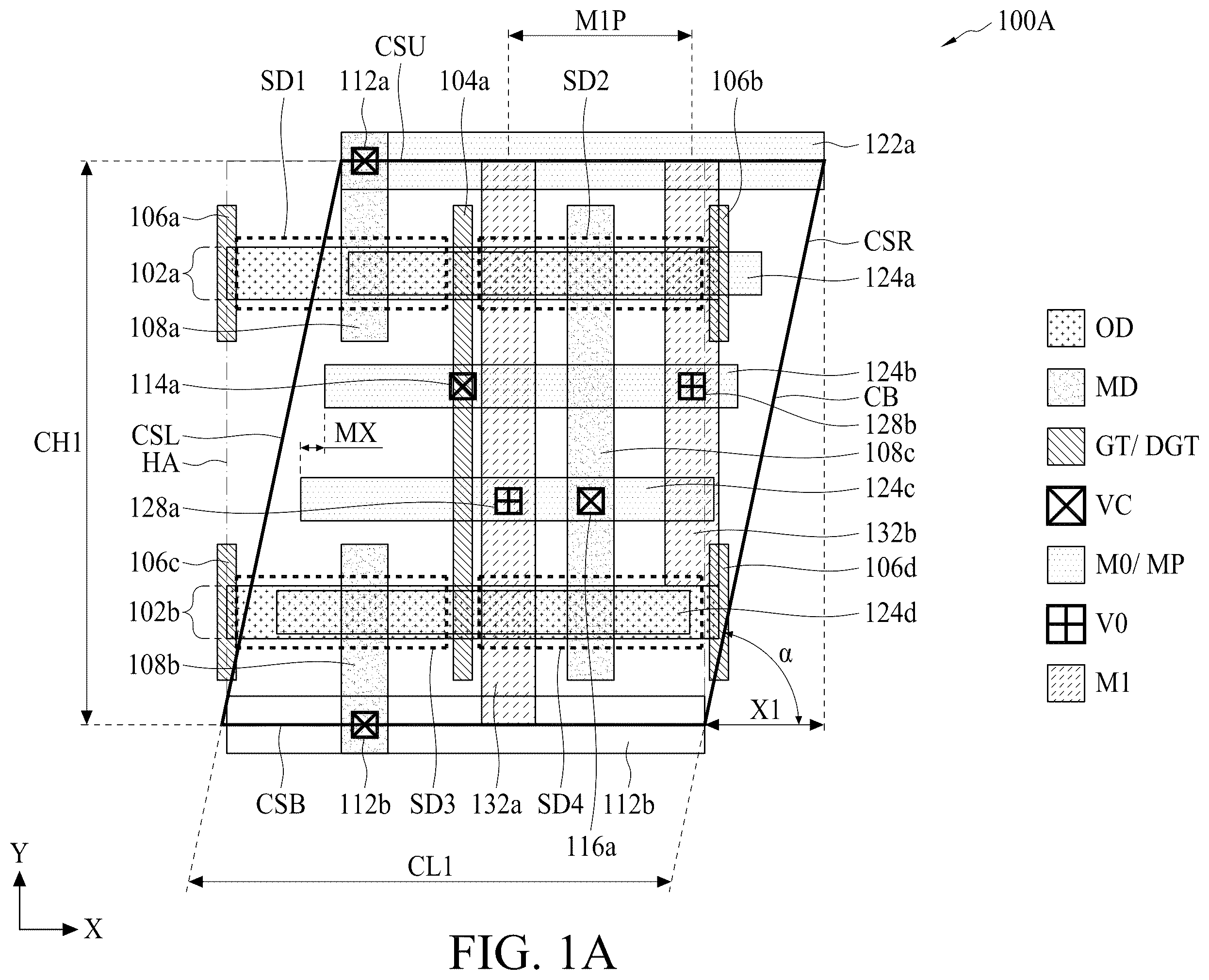 Patent US12353816 Figure 1 – Structure and method of rectangular cell in semiconductor device
