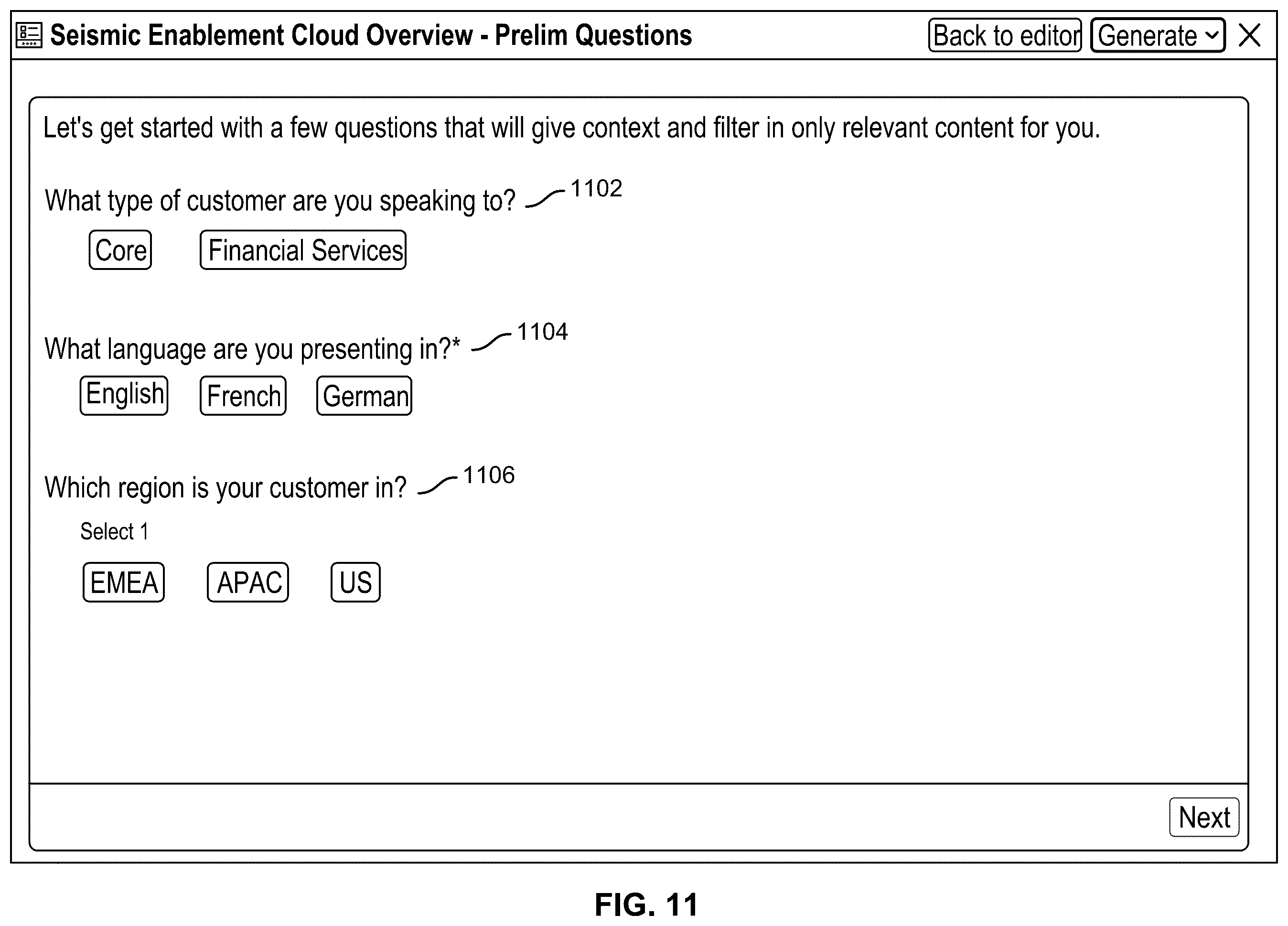 Patent US12353826 Figure 11 – Dynamic presentation generation